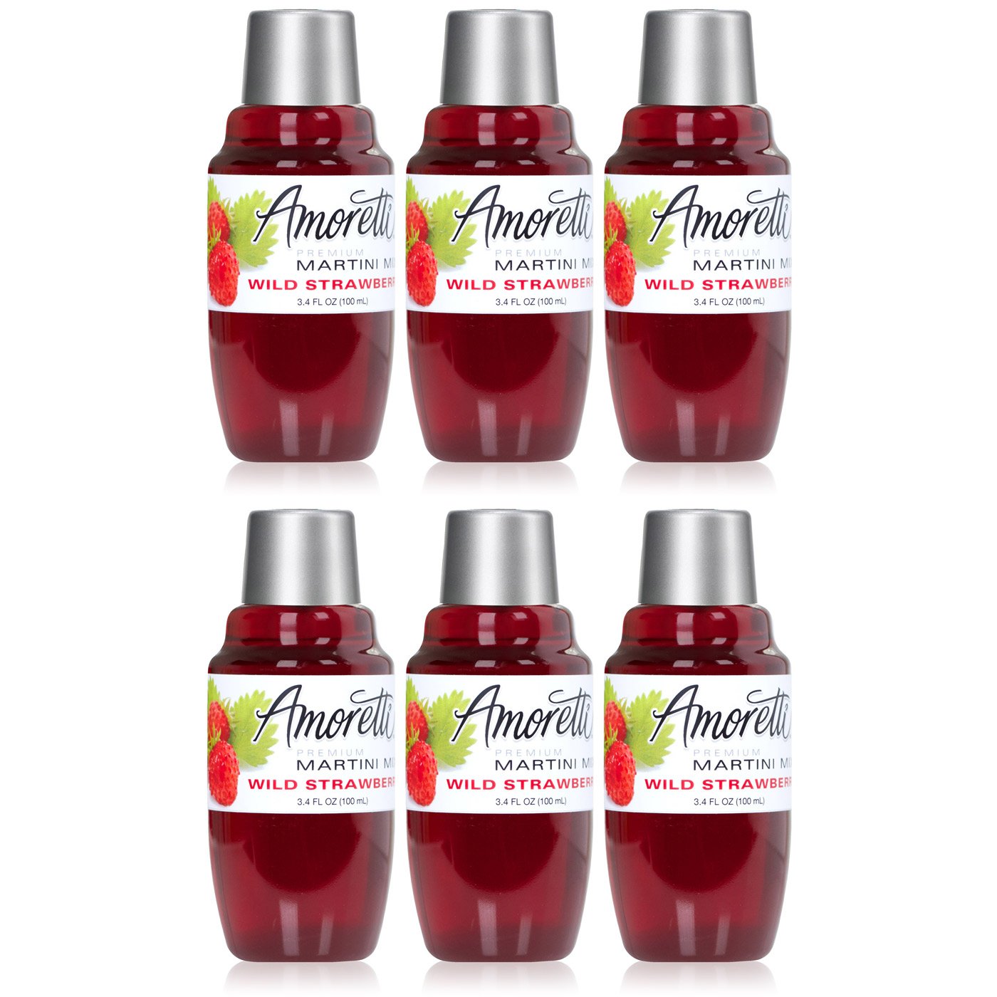 Amoretti Premium Martini Cocktail Mix Minis, Wild Strawberry, 3.4 Fluid Ounce