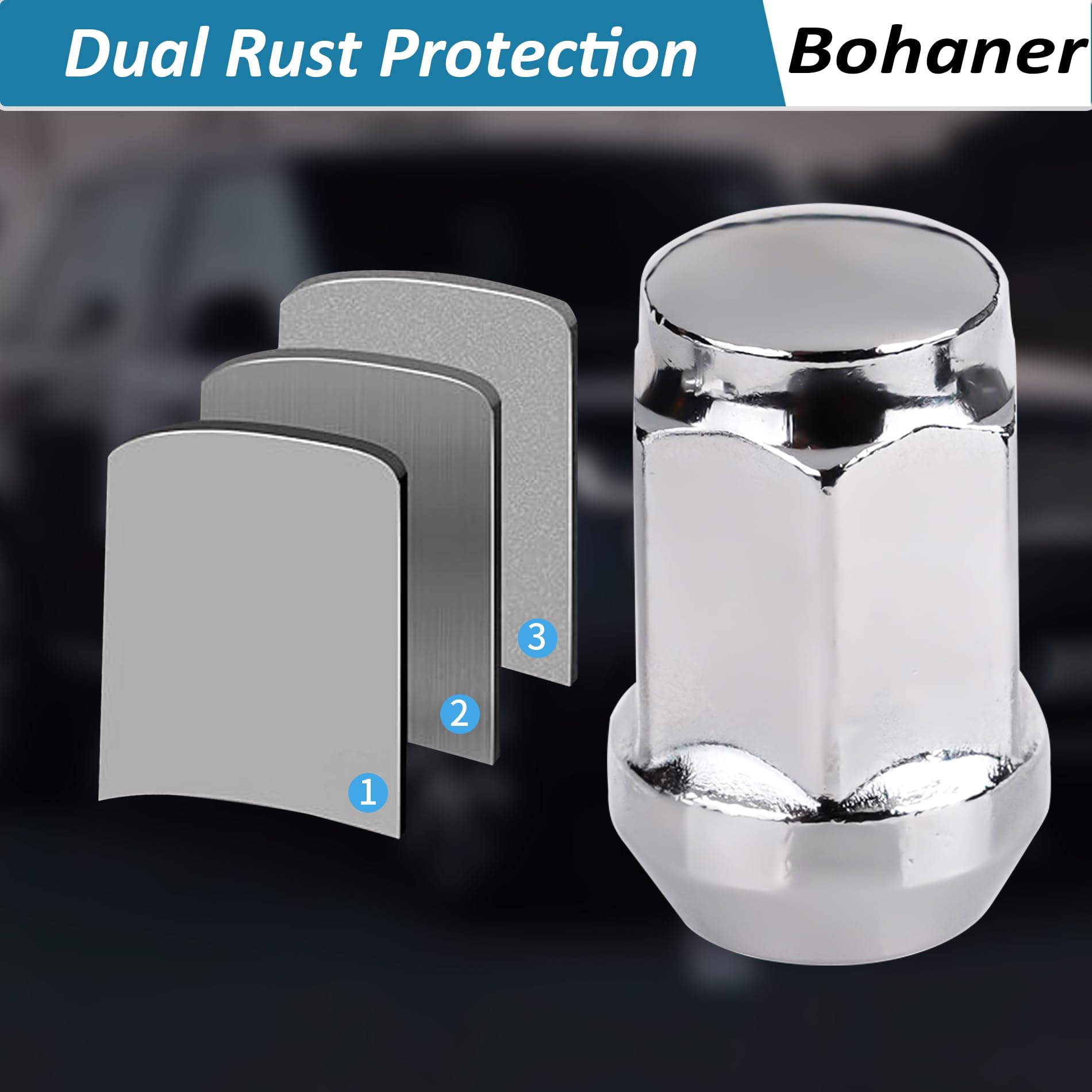 20 dadi esagonali per ruote M12 x 1,5, 19 mm, in lega, cromati, con estremità chiusa, M12 x 1,5, compatibili con la maggior parte delle Ford Focus, Fiesta, Fusion, Escort, Cougar, C-Max