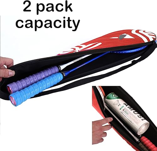 Miniatura 2 de Bolsa de raqueta de bádminton, 2 raquetas, bolsa de tenis, impermeable, bolsa deportiva para gimnasio, funda de transporte a prueba de polvo, bolsa