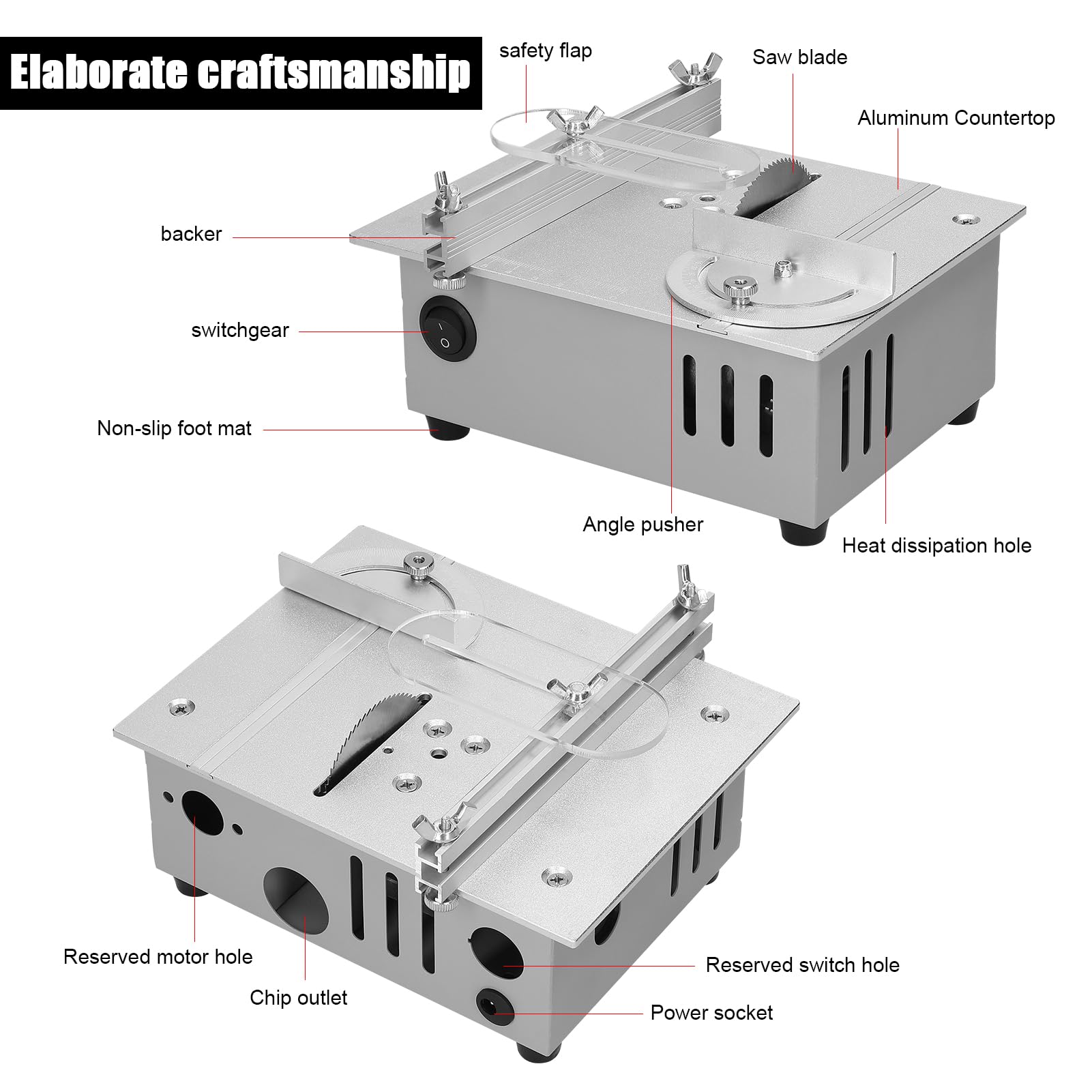 Multifunktionale Tischkreissäge, 96 W, elektrische Tischkreissägen, kleiner Haushalt, DIY-Sägeblatt, höhenverstellbar, Schneidwerkzeug, Holzbearbeitungsmaschine