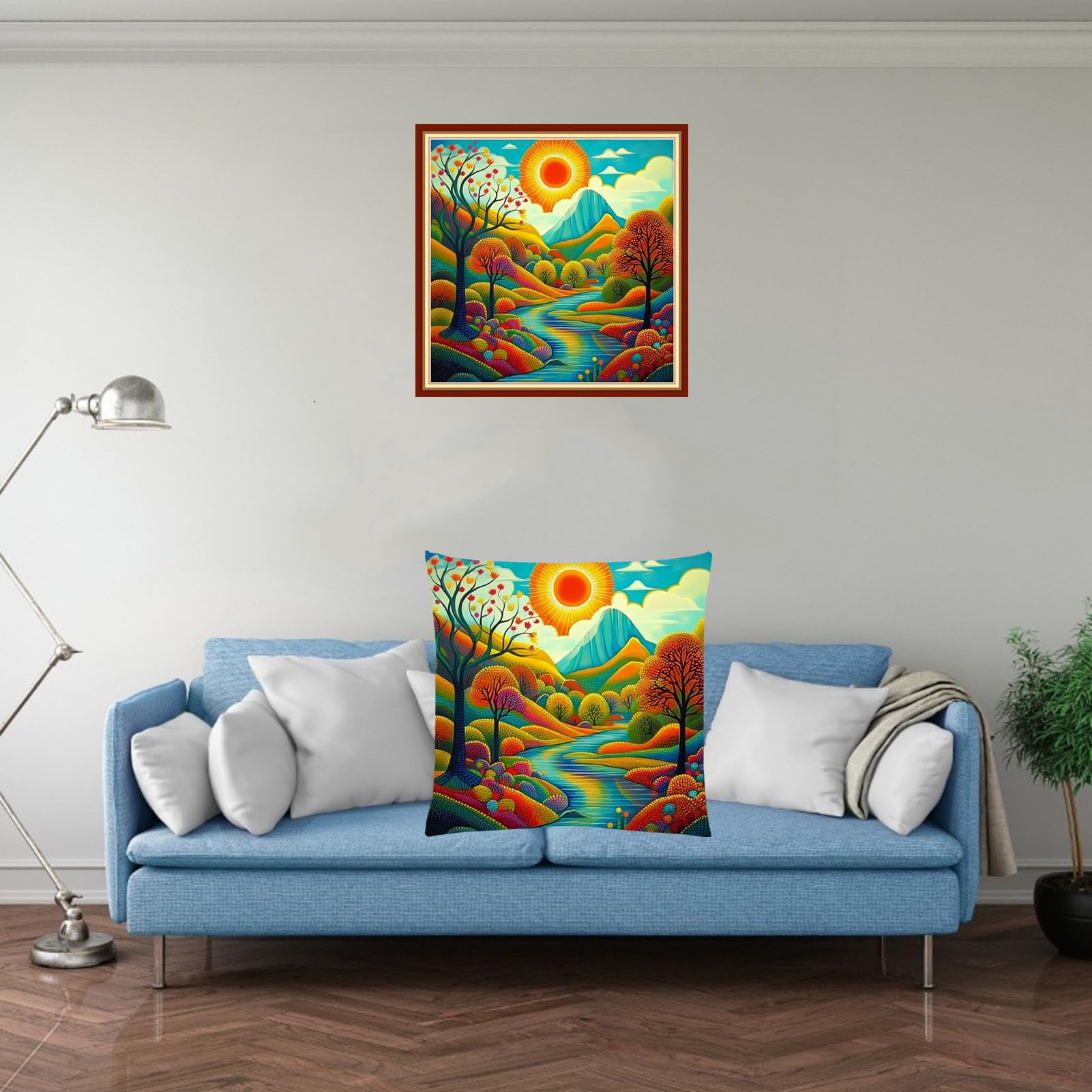 Fanxvivy Stamped Cross Stitch Kits for Adults Beginners Pillow Needlepoint Kit with Embroidery Pattern Needlework Kit Prestamped Stitches Kit 11CT Cross Stitching-Paradise on Earth 18x18 inch