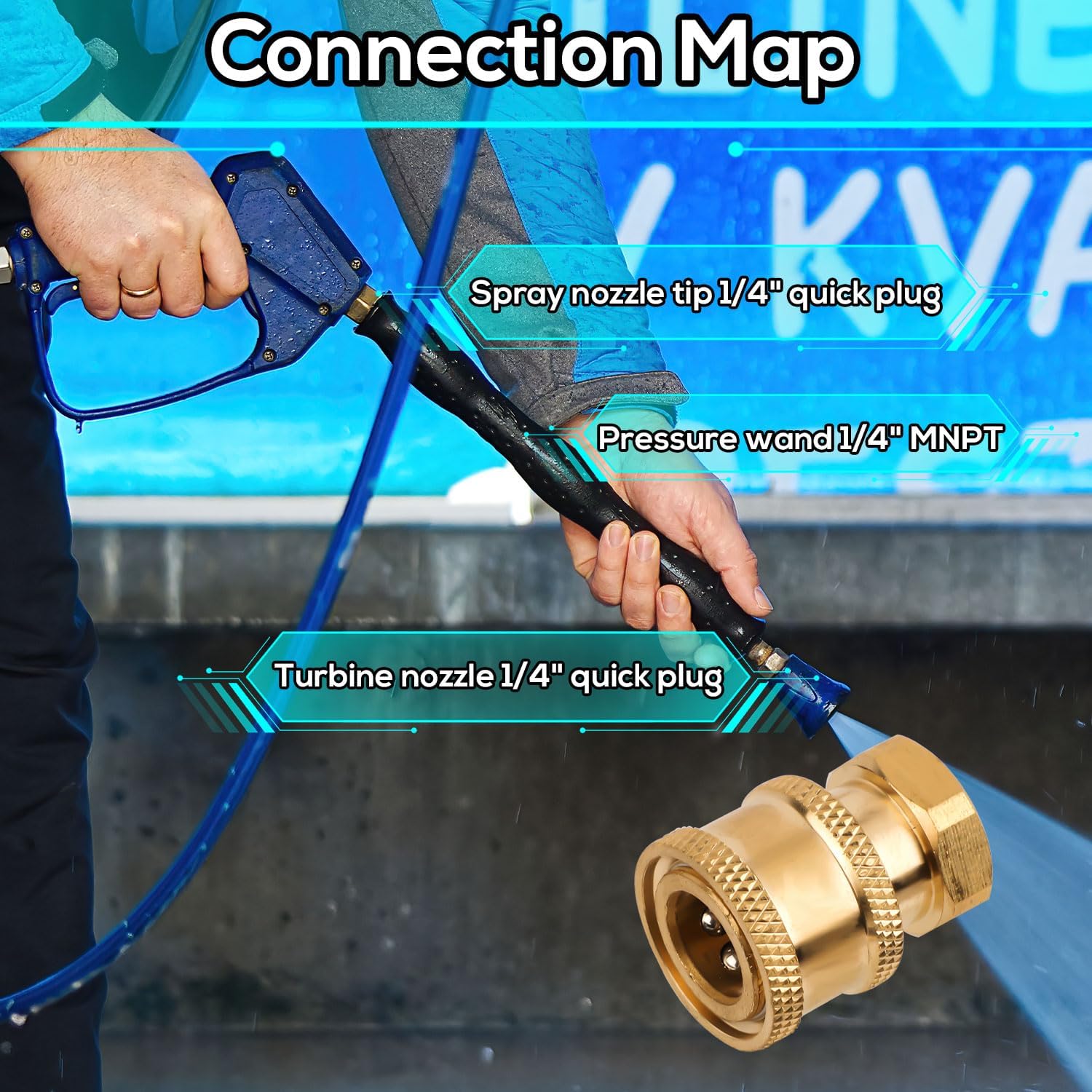 Gosknor 2pcs Pressure Washer Adapter, 1/4 Quick Connect Socket to 1/4 Inch FNPT Quick Connect Pressure Washer Fittings Power Washer Coupler Quick Connect Hose Accessories