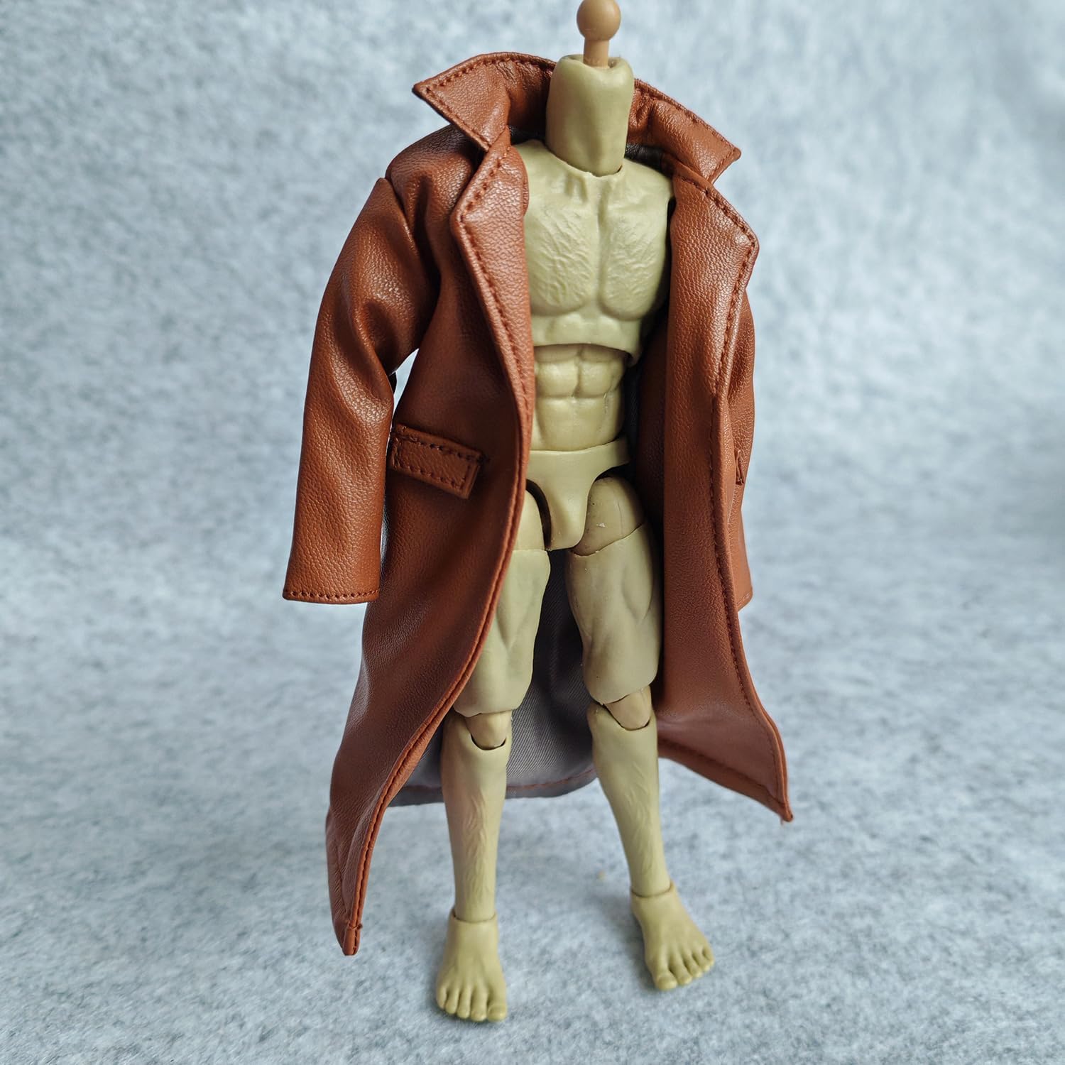 1/12 Scale Clothes Wired Faux Leather Windbreak Coat for 1:12 6inch Action Figure Doll (Brown)