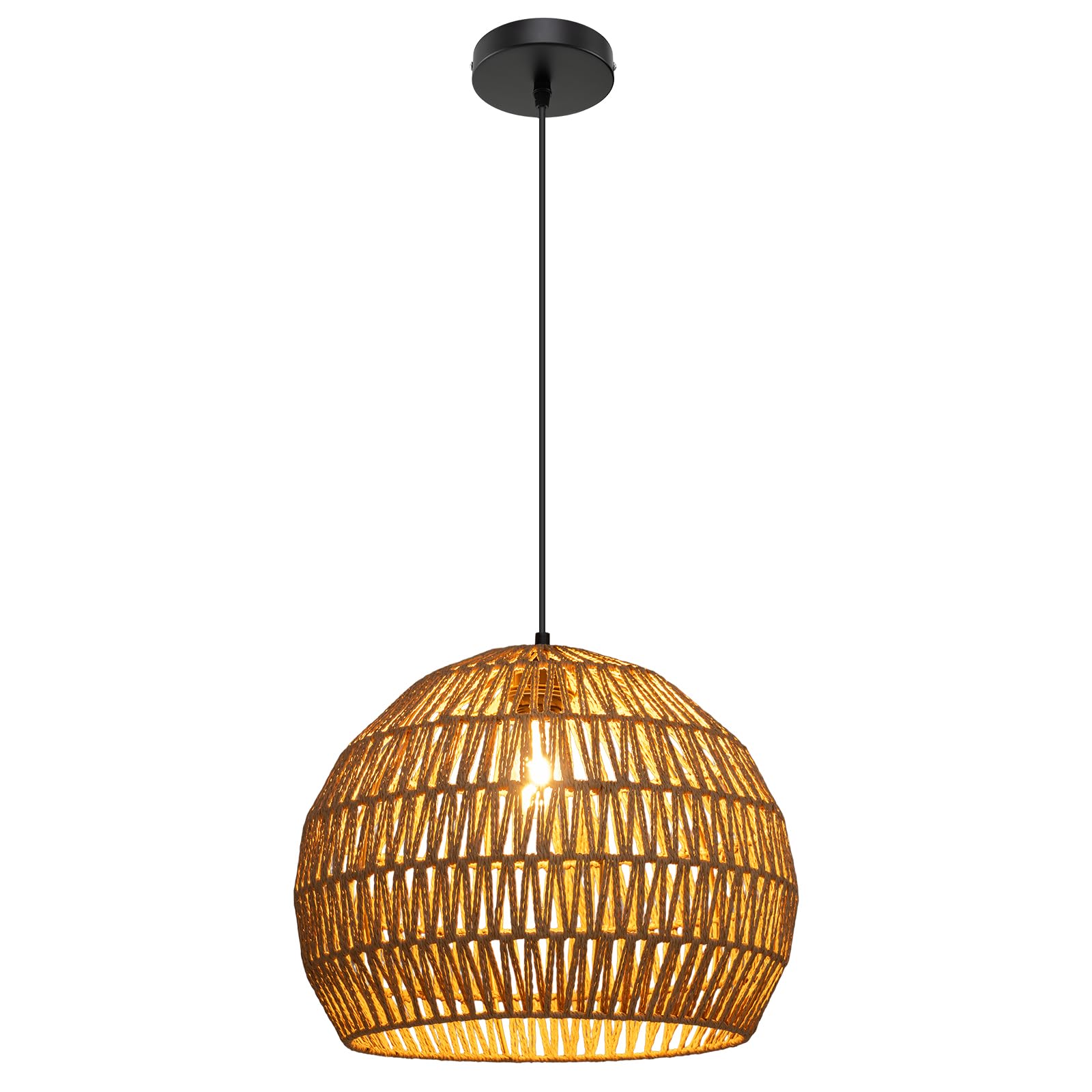 GOPLUS Hängelampe, Boho Pendelleuchte Esstisch, Deckenleuchte mit E27 Fassung, verstellbarer Aufhänghöhe Hängeleuchte, Pendellamp für Küche, Wohnzimmer, Schlafzimmer, Lichtquelle nicht enthal (Kaffee)
