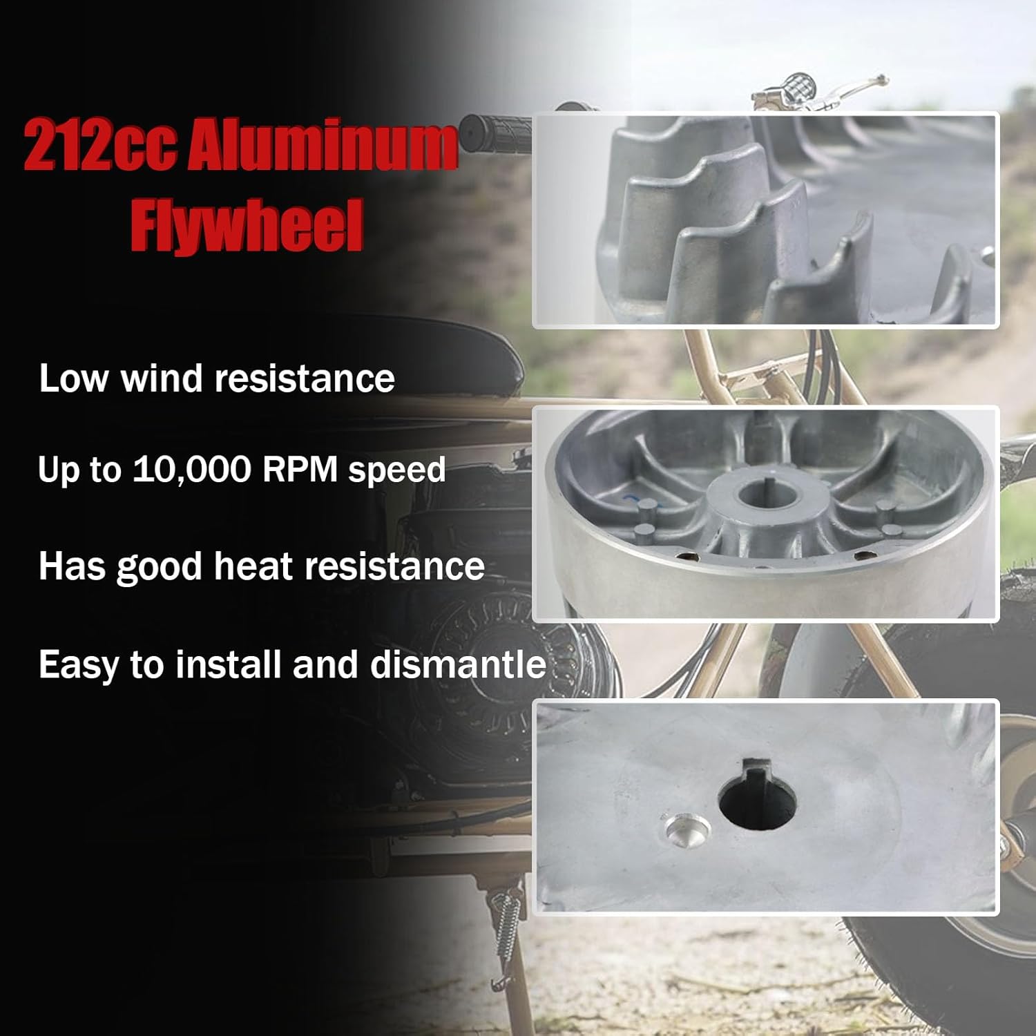 Aluminum Flywheel Compatible with Predator 212cc Non-Hemi 200cc 224cc 69730 69736 Coleman Mini Bike CT200U BT200X CT200U-EX 6.5hp Engine 10krpm Flywheel Parts