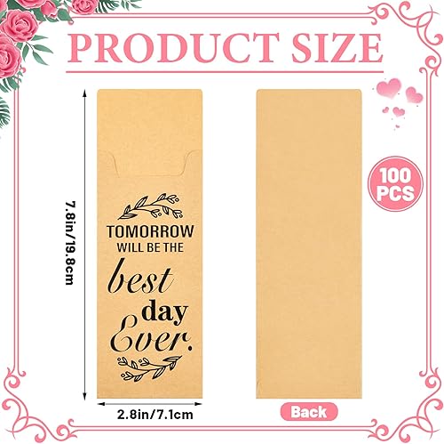Miniatura 2 de Gueevin 100 piezas Tomorrow Will Be The Best Day Ever - Bolsas de papel para cubiertos de boda, soporte para utensilios, bolsa rústica para