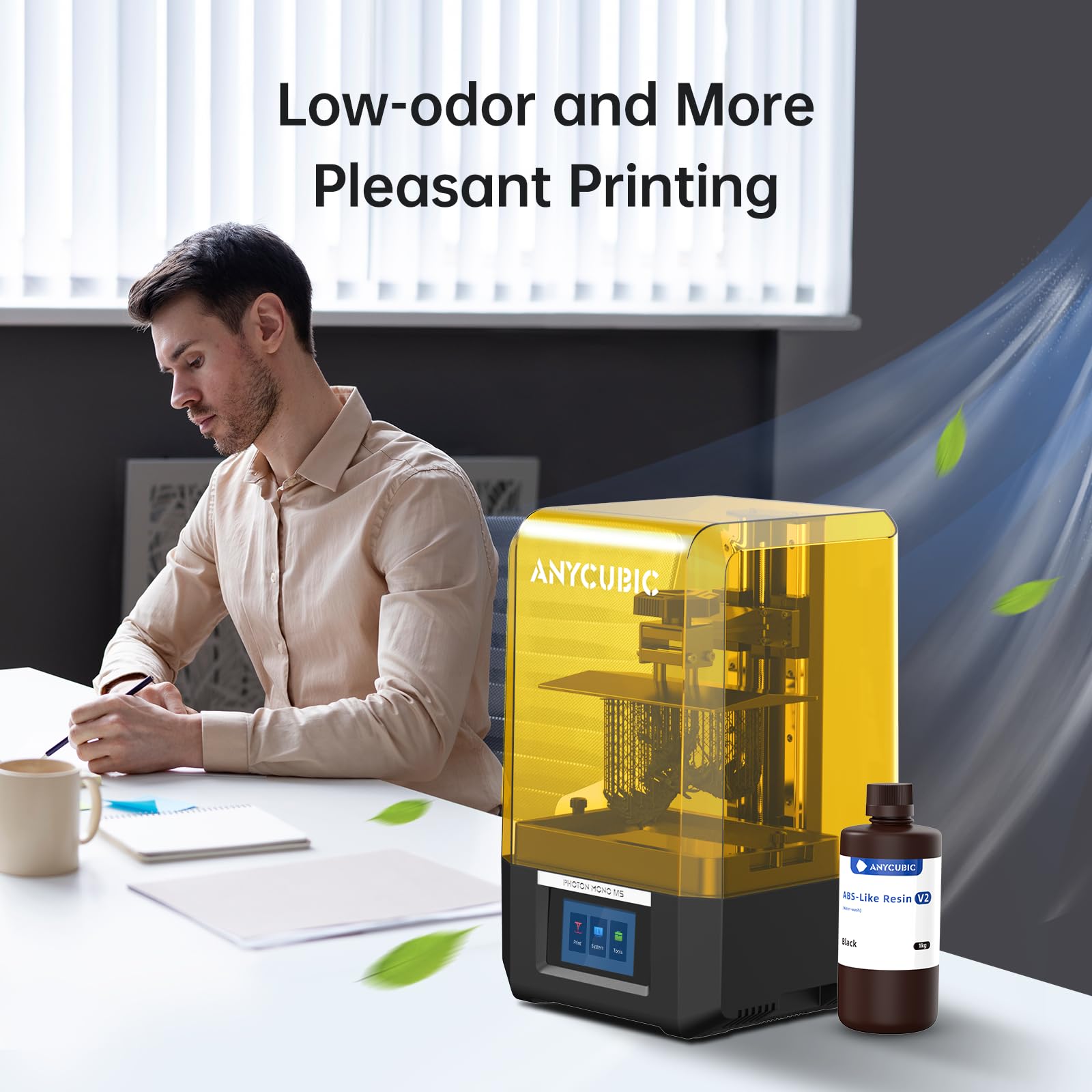 Upgraded Water Washable ABS-Like Resin V2, ANYCUBIC 3D-printerhars geurloos, hoge hardheid, UV-hars 405 nm fotopolymeerhars voor alle LCD/DLP/ SLA-3D-printers op de markt, zwart 1000 g