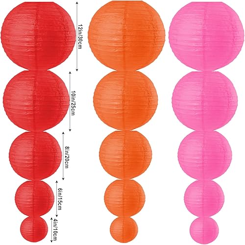 Miniatura 2 de 15 linternas de papel, linternas redondas de papel chinas, linternas de papel redondas para colgar en bodas, fiestas de cumpleaños, baby shower