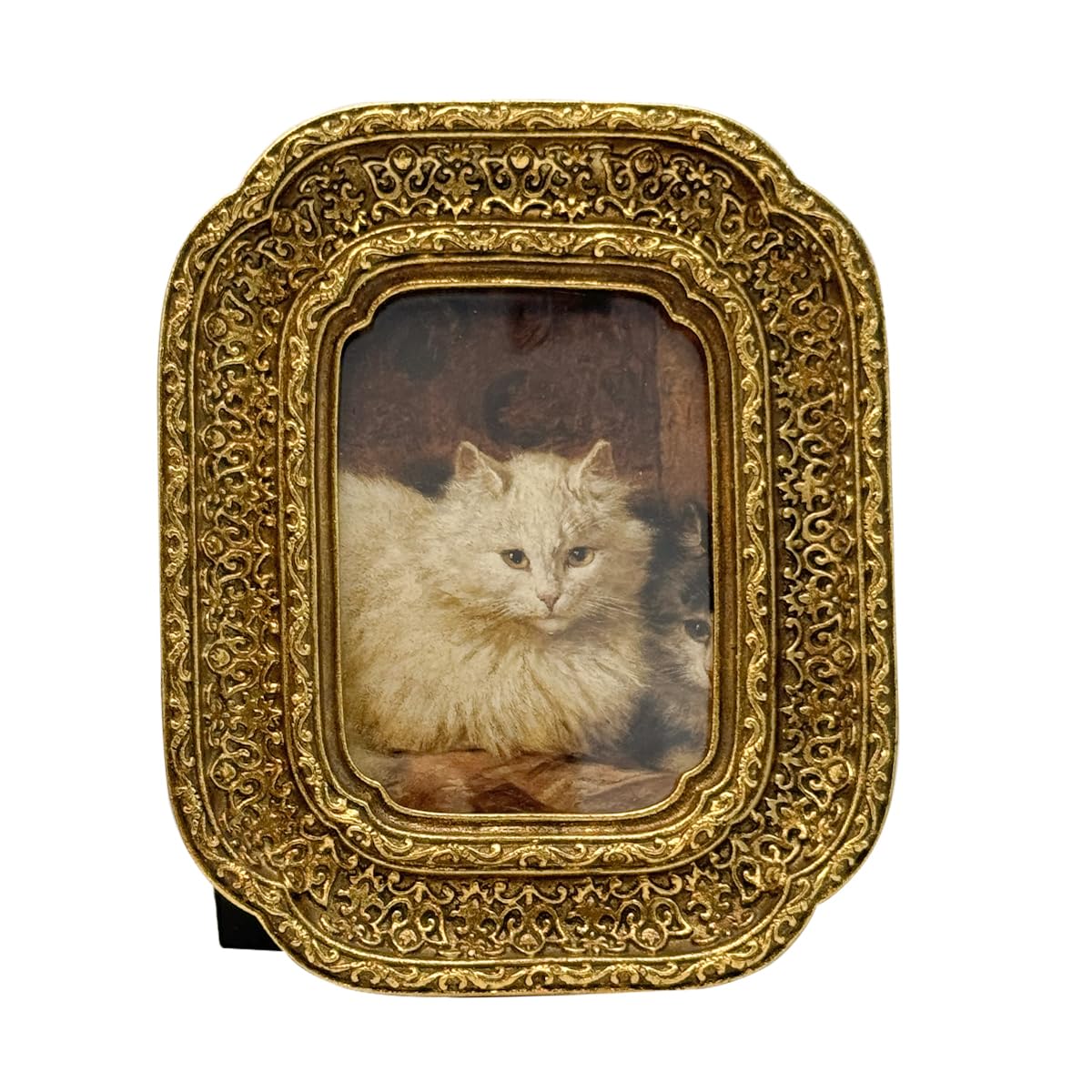 CISOO 2.5x3.5 Vintage Small Picture Frame, Antique Ornate Gold Wallet Size Photo Frame for Table Top and Wall Display, Decorative Floral Design Retro