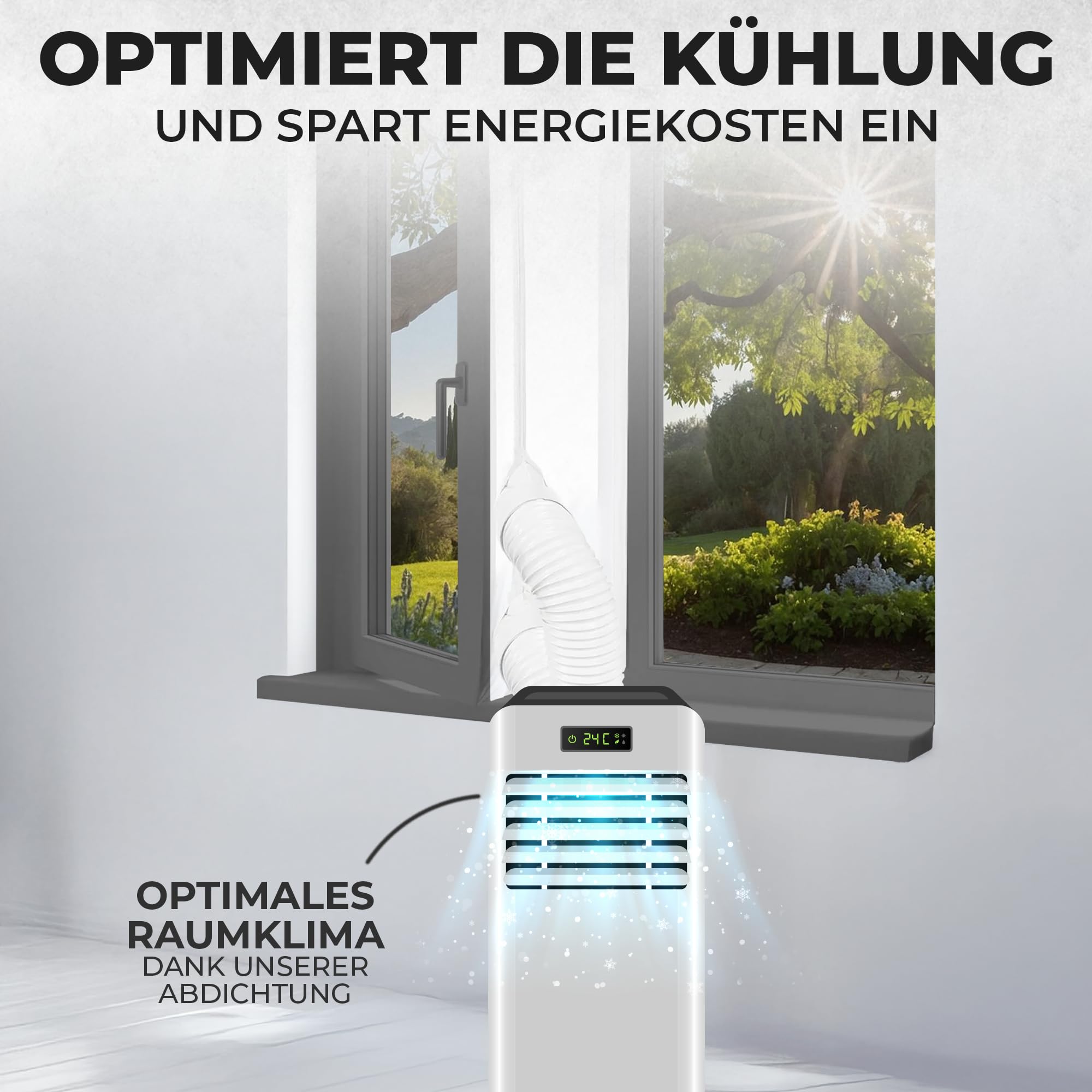 Sellador de ventanas para aire acondicionado, aislamiento eficaz para ventanas, fácil de instalar, ahorro de energía y ajuste perfecto para aire acondicionado móvil, reduce el calor y el frío