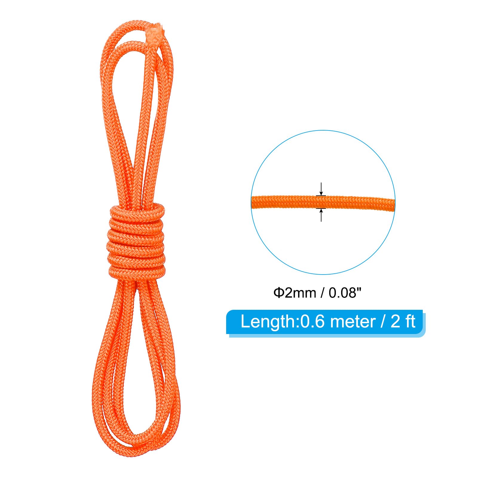 PATIKIL Archery D Loop Rope 2 FT, Bow D Loop String Release Material Nock Wire Nocking Loop Buckle Ring for Compound Bowstring, Orange