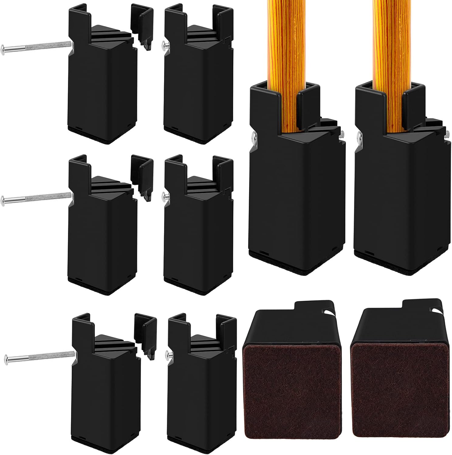 8 Pcs Adjustable Furniture Risers with Screw Clamp 4 Inch Heavy Duty