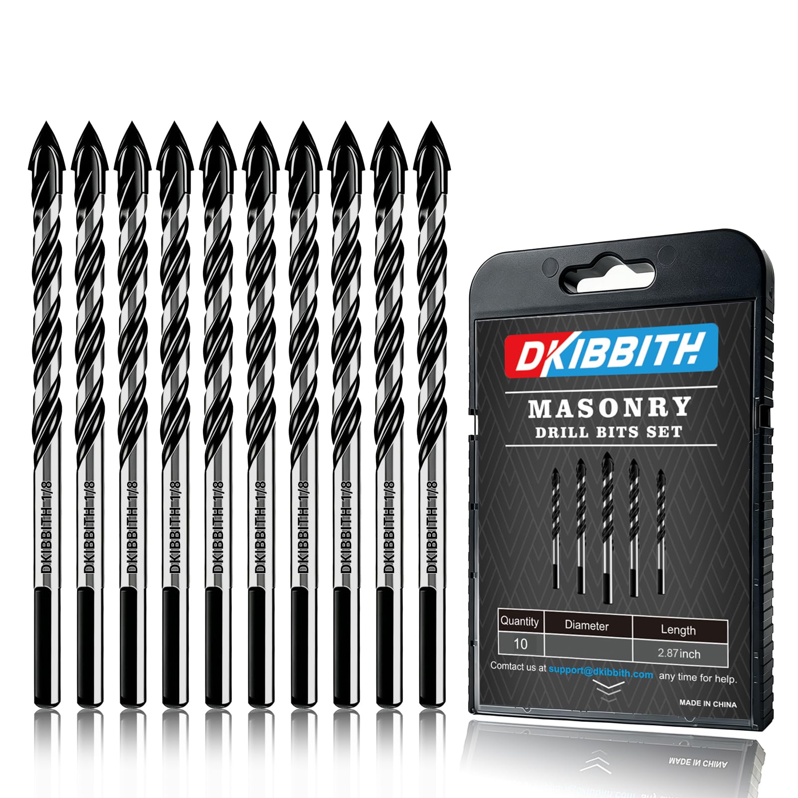 Masonry Drill Bit Set - 10 Piece for Concrete & Tile -13