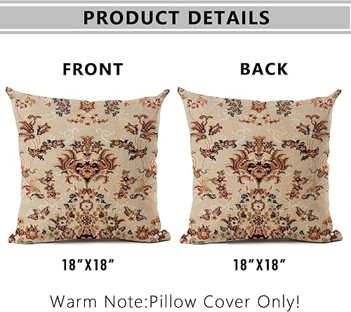 Miniatura 2 de eshabear 2 fundas de almohada de 18 x 18 pulgadas, diseño antiguo (18 x 18 pulgadas, textil ornamental tradicional)