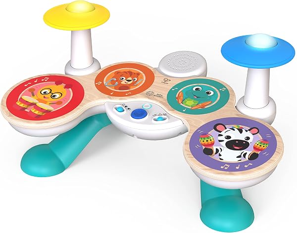 Baby Einstein, Together in Tune, Tambours Magic Touch, Instrument de Musique, 4 Modes de Jeu, 10 Mélodies avec volume réglable, Jouet musical en bois pour enfants à partir de 12 mois