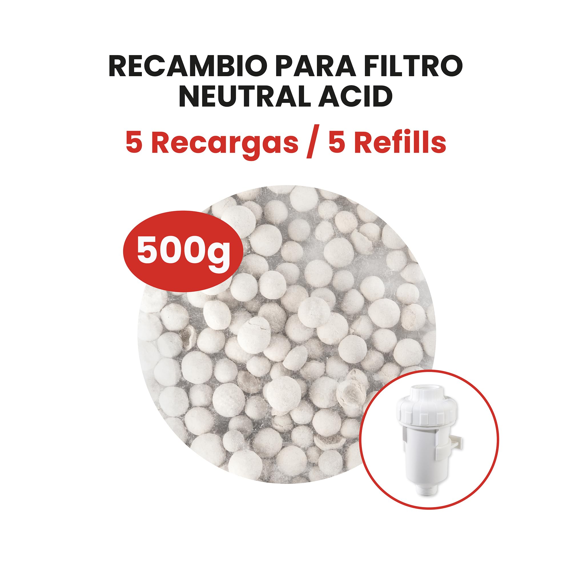 Material Neutralizador de Ácido Condensados para Caldera de Condensación. Recambio para Filtro Neutral Acid de la marca Bbagua. Envase de 500 Gramos. Bbagua.