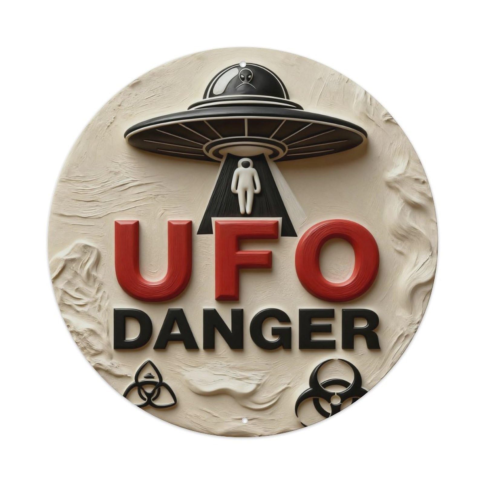 Zlatcbu Vintage Ufo Danger Warning Symbol Pattern Metal Tin Sign Retro Wall Art Poster, Decor For Home Living Room Bar Cafe Garage, 8X8 Inch