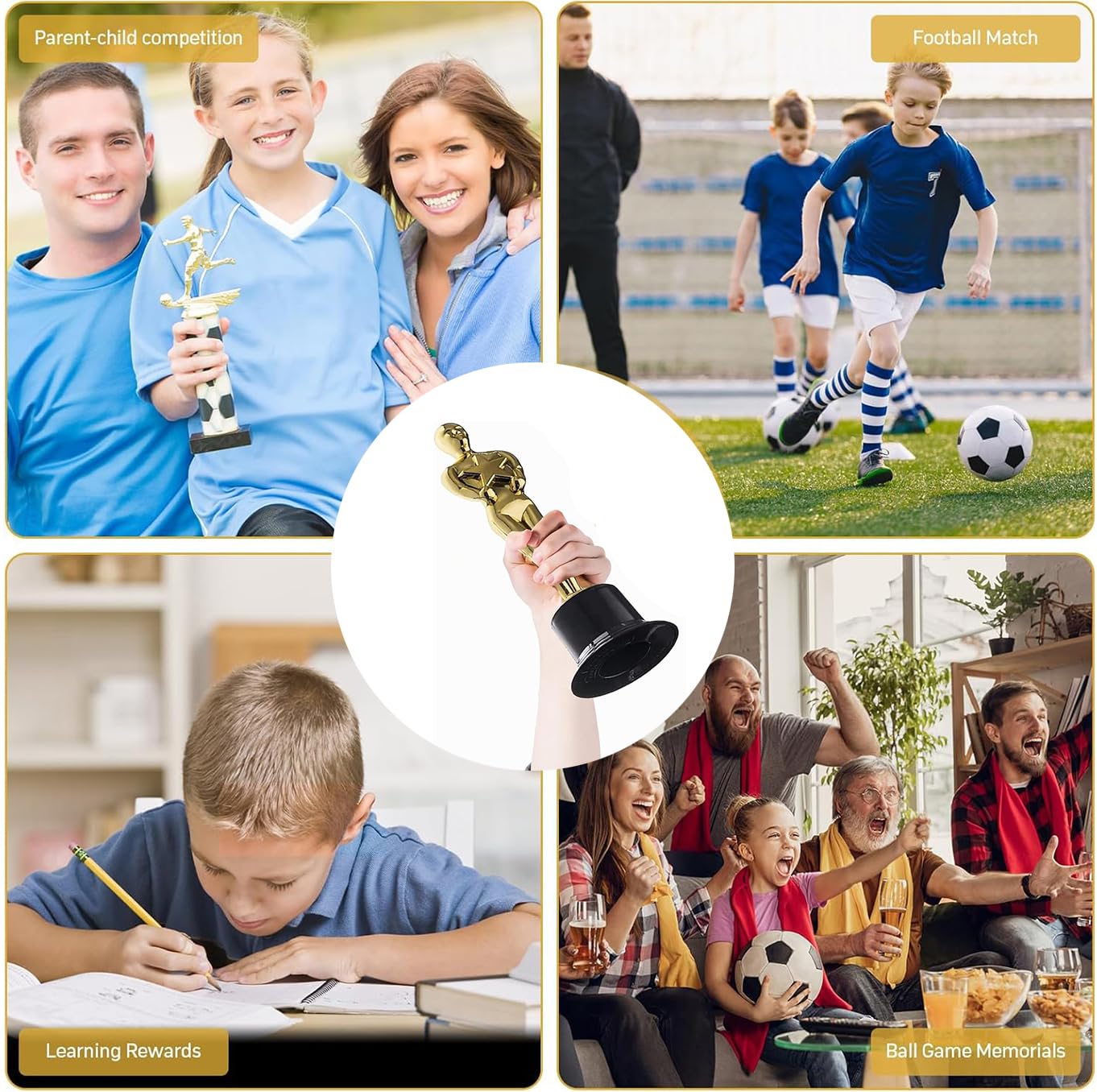 Trofei,4 PCS Coppe e Trofei Calcio per Bambini,Trofeo Vincitore d'oro,Premiazione Sportiva,Coppa Plastica Placcata per Carnevale,Feste,Gala,Decorazione
