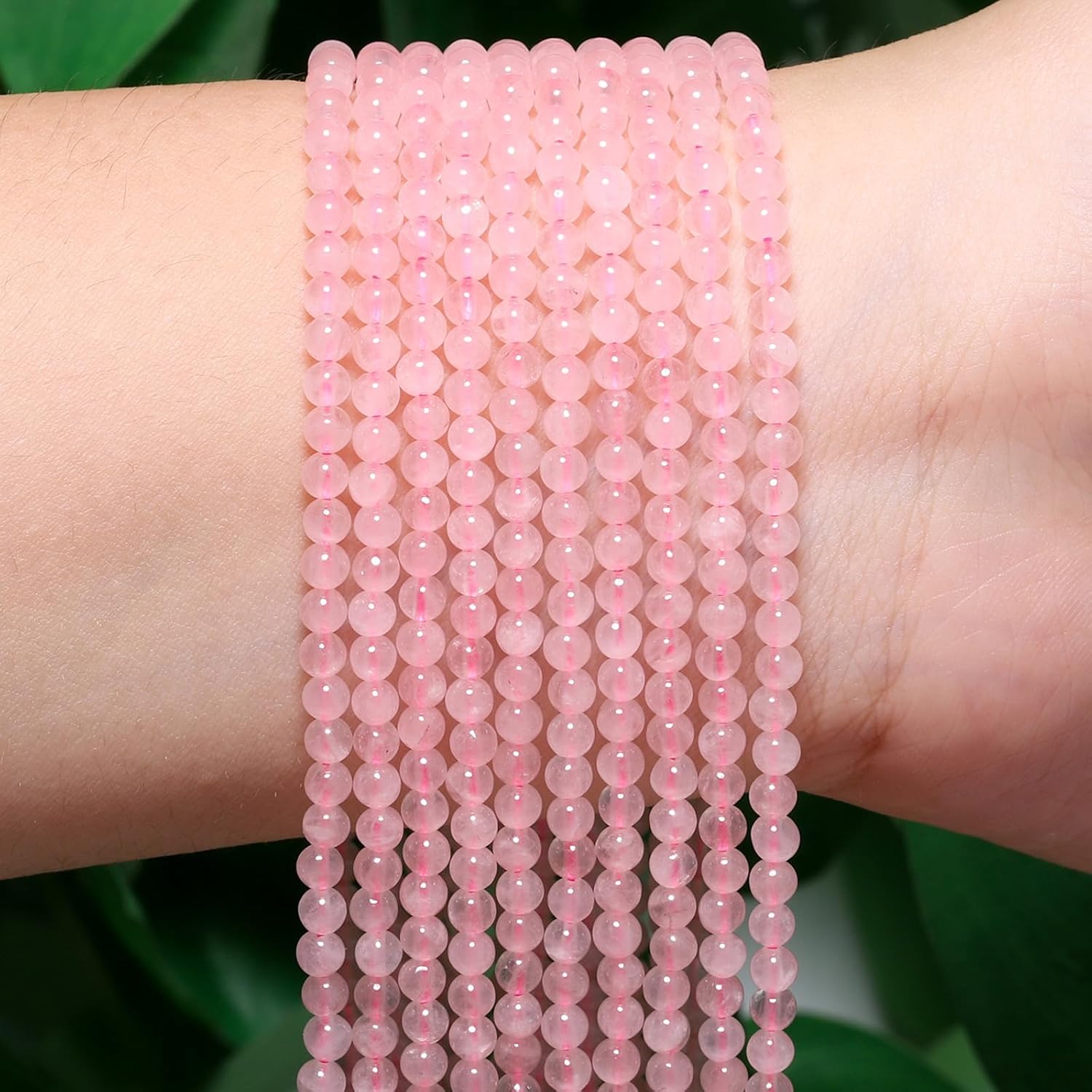 Songxi 120pcs 3mm Rose Quartz Natural Round Stone Beads for Jewelry Making, Smooth Loose Small Gemstone Beads for Bracelets Necklace, Chakra Stones with Energy Power - Image 2