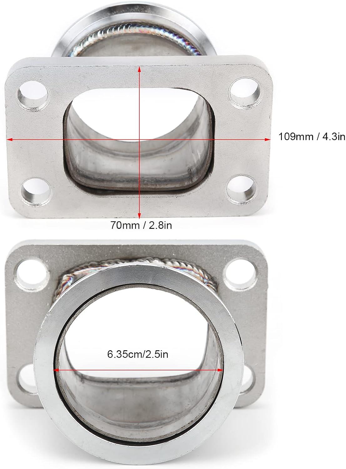 Turbo Flange Adapter, Turbo Conversion Adapter, for T3 4 Bolt to 2.5in V Band Stainless Steel Conversion Adaptor
