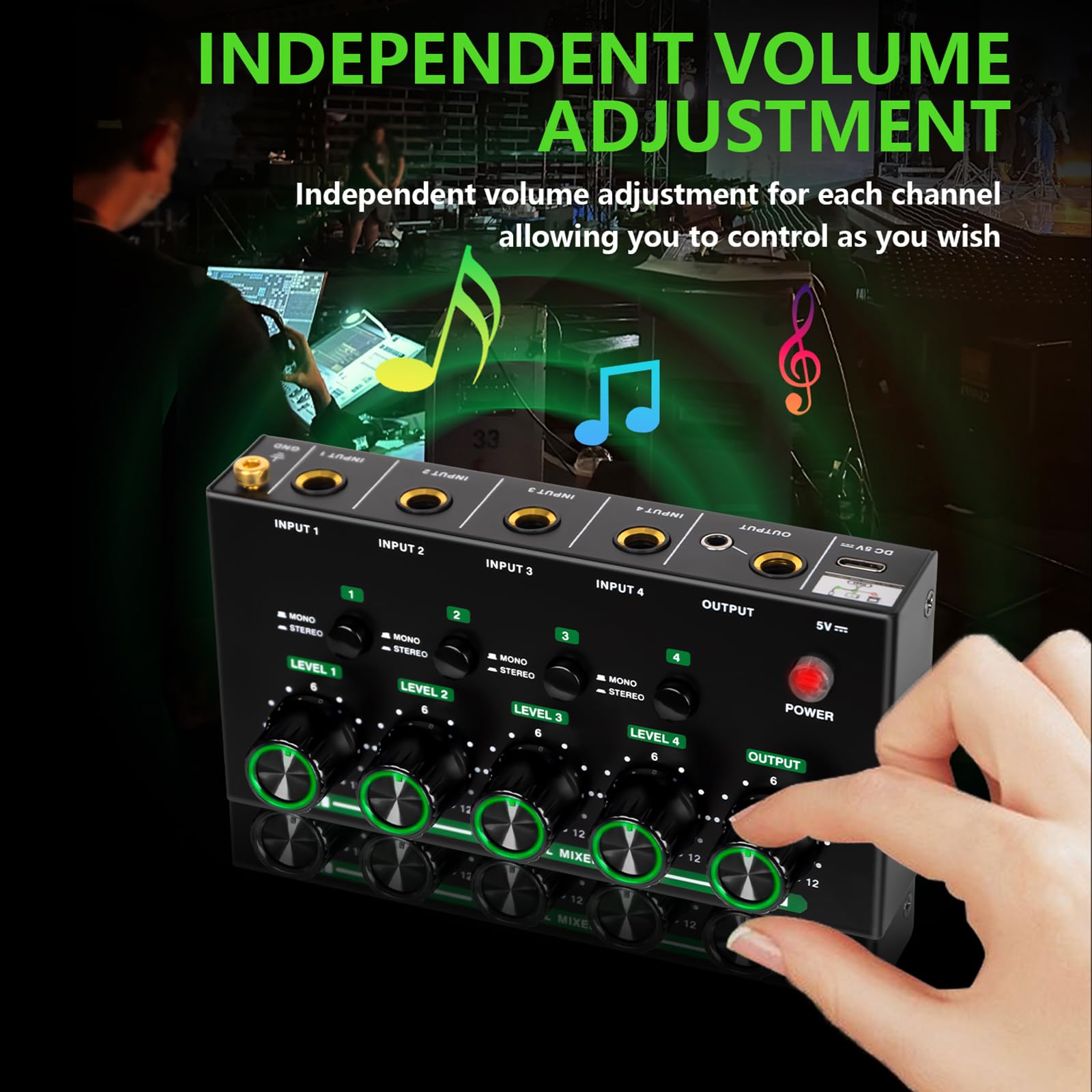 Mezclador auditivo portátil de 4 canales, diseño de metal, sonido profesional, compatibilidad con múltiples dispositivos, mezclador auditivo USB