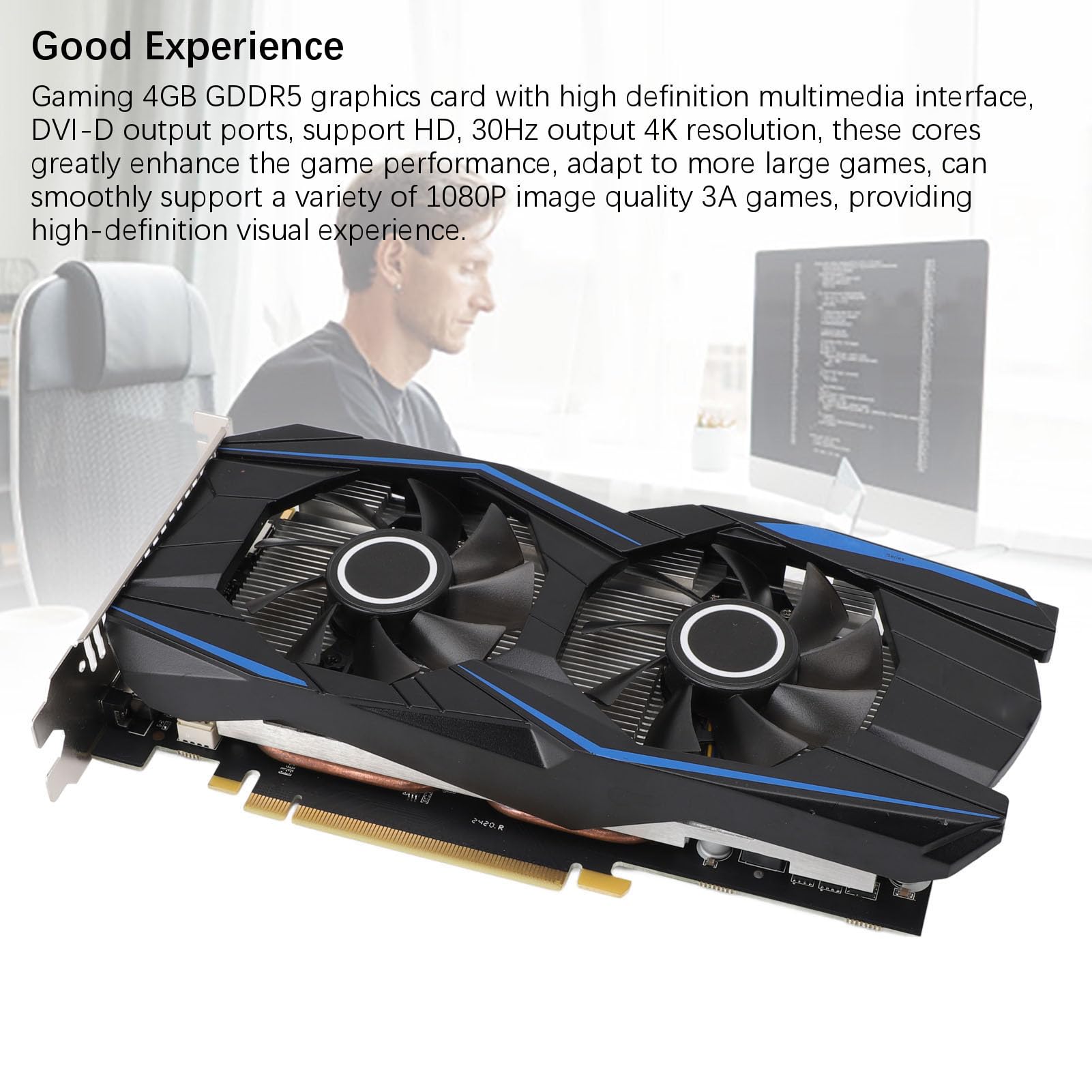 Cuifati 128 -bitowe 4 GB GDDR5 Karta Graficzna Karta Graficzna z 2 Wentylatorami 1140 MHz prędkość GPU 7012 MHz dla Gładkich Gier 4K PCI Express 3.0
