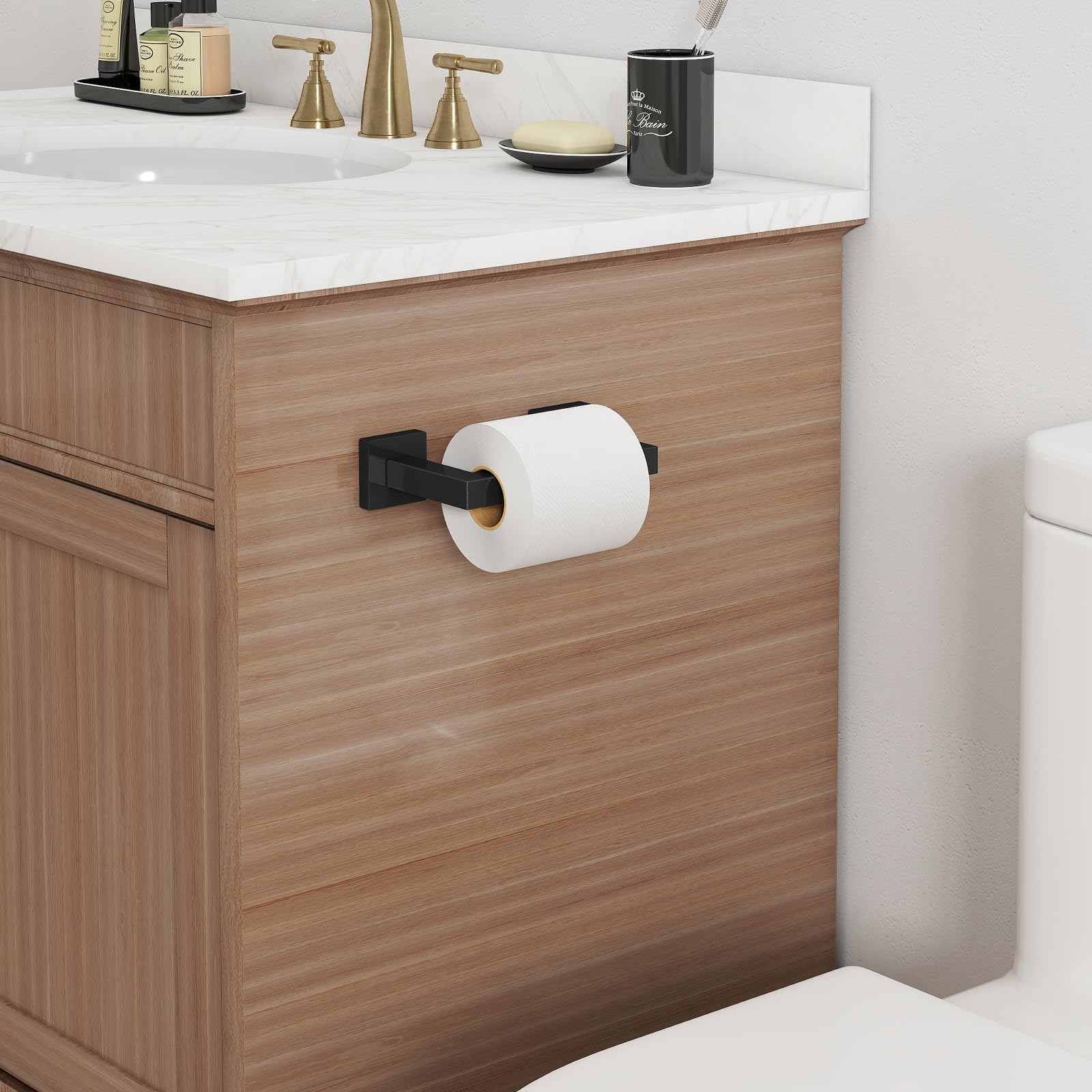 FEILERN Toilet Paper Holder Matte Black, Wall Mounted Pivoting for Bathroom — Amazon image 7