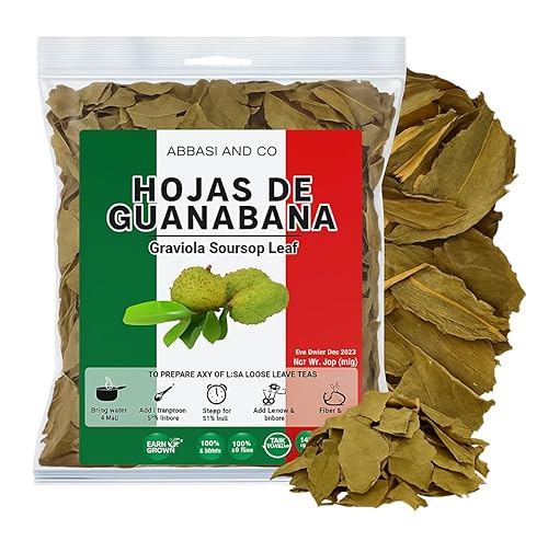 Hojas de guanábana de graviola secas enteras de 8 onzas, hoja de guanabana (más de 660 hojas por bolsa), té fresco delicioso 100% natural  De México