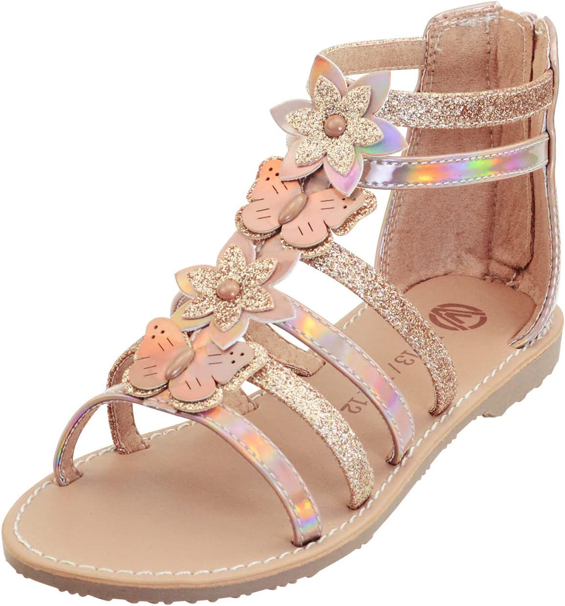 Girls Gladiator Sandals Cute Open Toe Breathable Summer Shoes with Rubber Sole (Toddler/Little Kid/Big Kid)