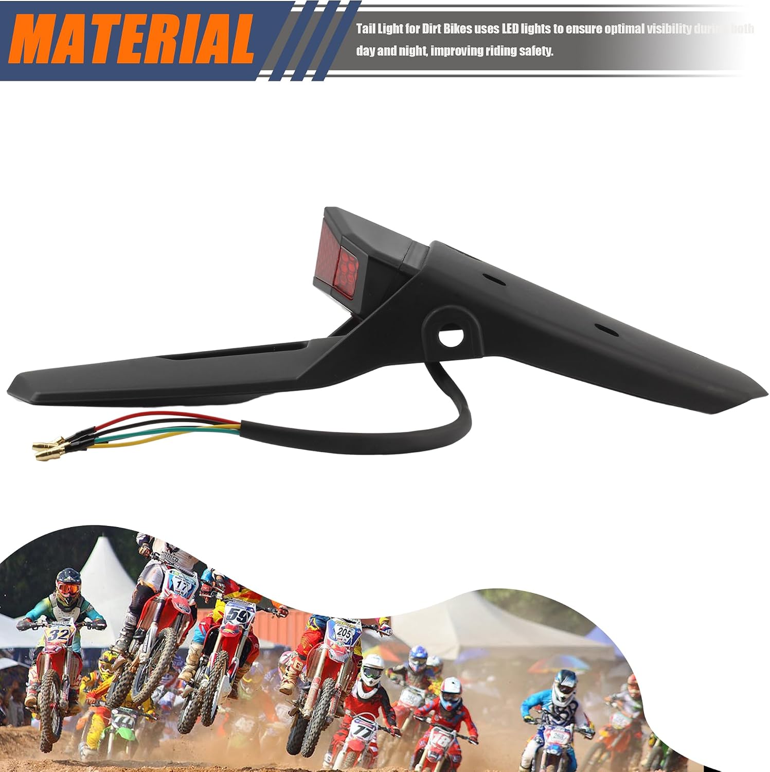 LED Tail Light,Motorcycle Rear Fender Brake Turn Signal Compatible with Motocross Enduro Dirt Bike-Red