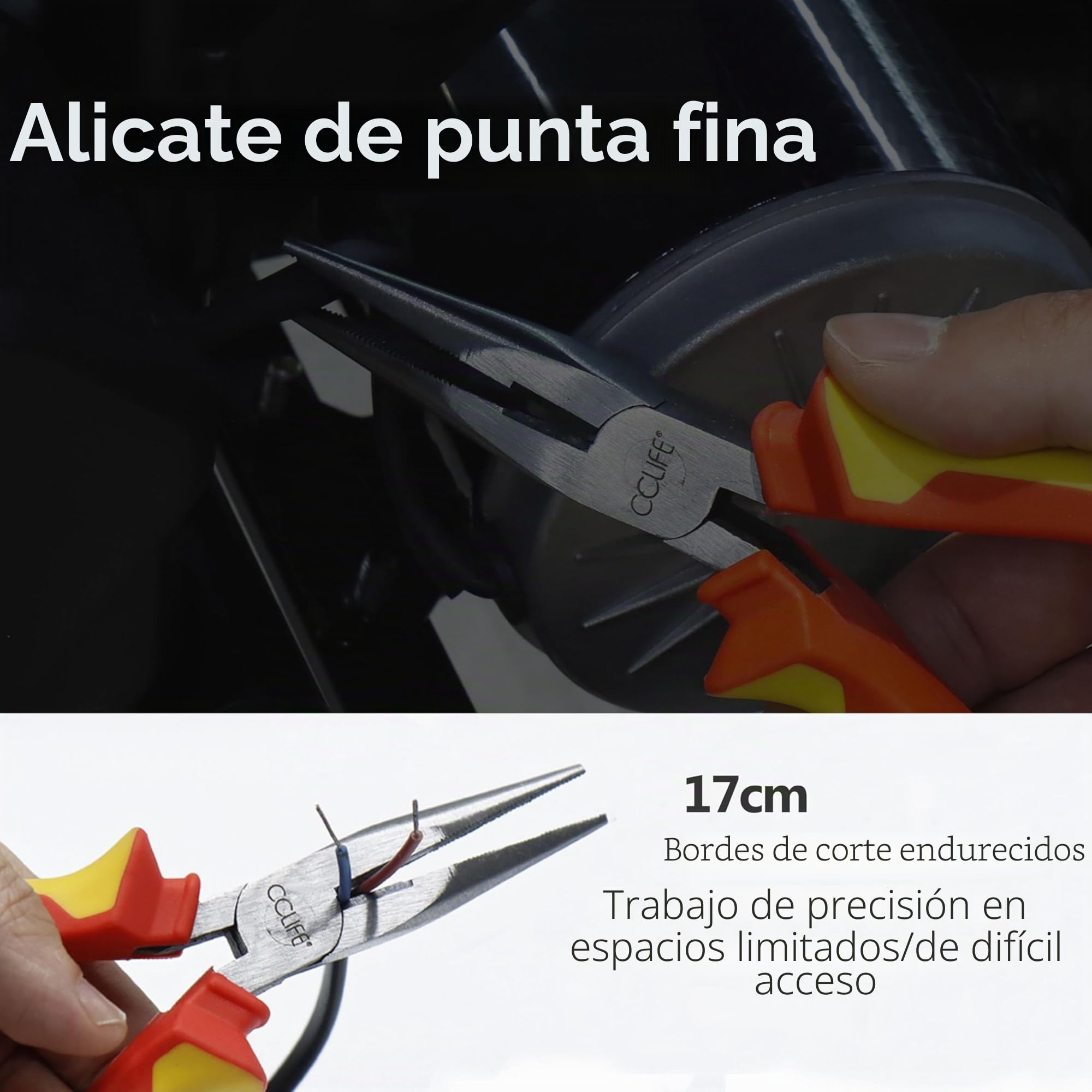 CCLIFE Juego de Alicates 4 Piezas,Set de herramientas con alicate universales-Tenaza Extensible de Pico loro-Alicates de Punta-Alicates de Corte Diagonal-Cromo Vanadio, Mango Softgrip