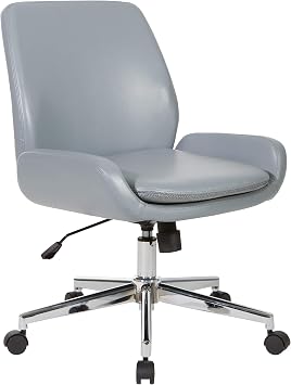 Office Star Executive Modern Mid-Back Swivel Chair with Chrome Finish Base, Charcoal Grey