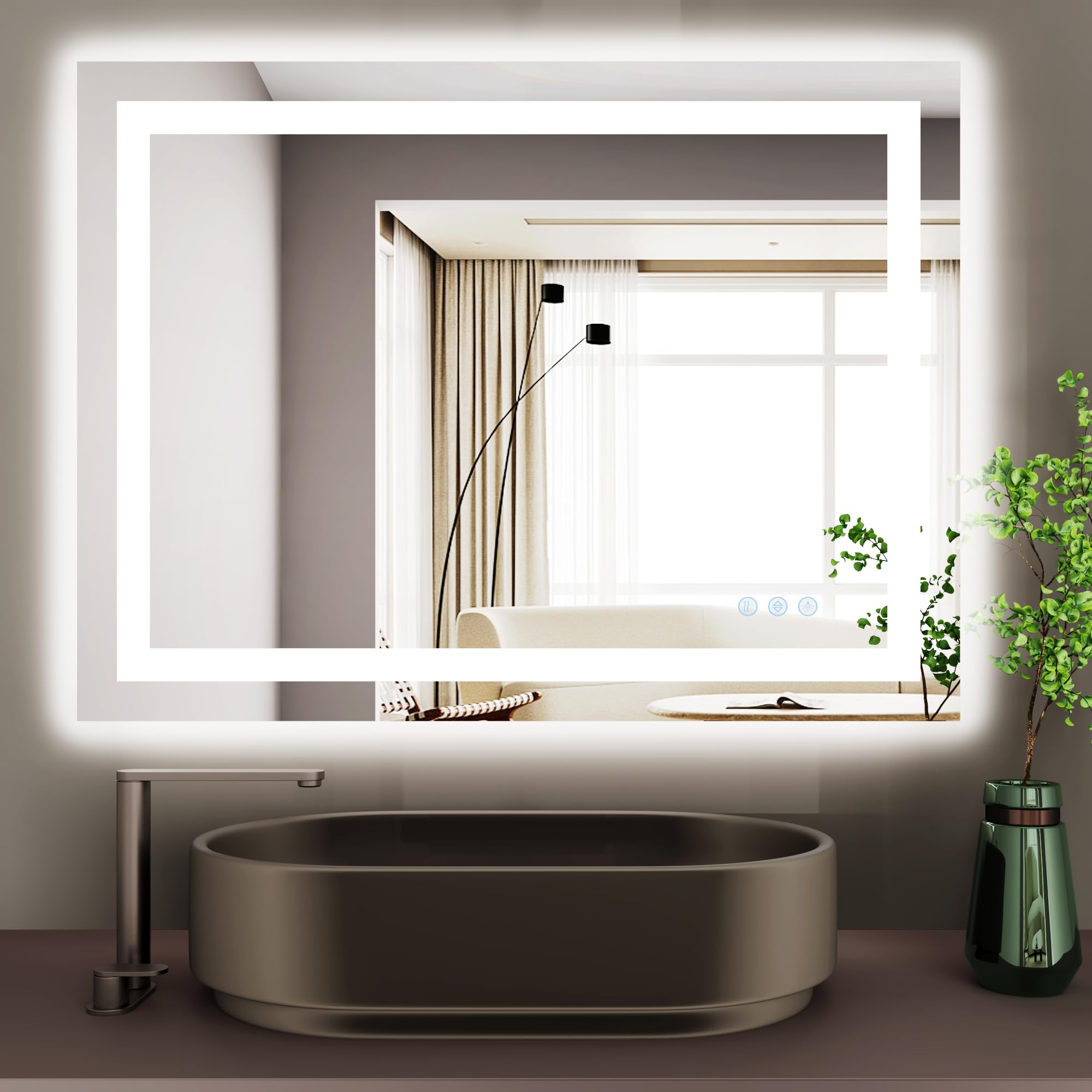 Backlit Mirror Bathroom 24x32 inch Light up Vanity Mirror Anti-Fog Mirror led UL Listed Backlit and Front Lighted