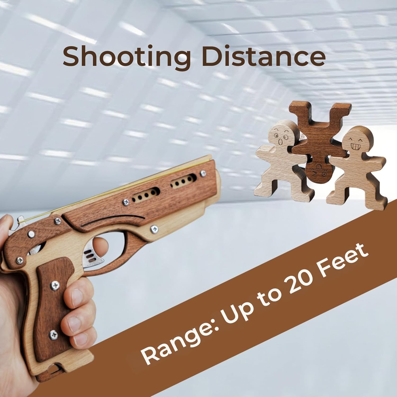 Wooden Rubber Band Gun Kit – DIY 3D Puzzle Model with Targets | Elastic Band Shooter Building Set | STEM Engineering Toy for Kids Ages 6+
