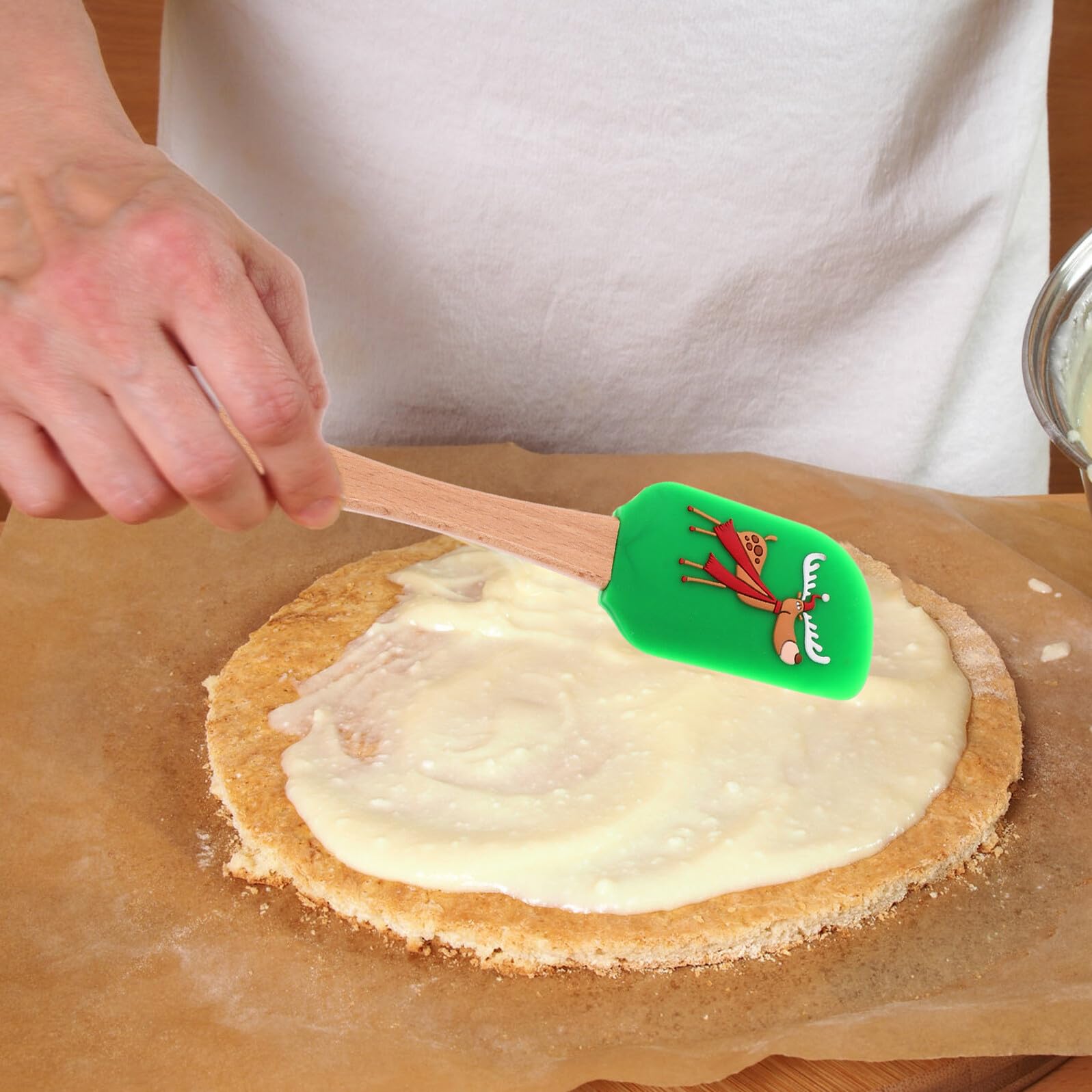 4 piezas Espátulas de Silicona para Pastel de Navidad de Rascadores de Crema Prácticos y de Limpiar Herramientas de Cocina para Hornear