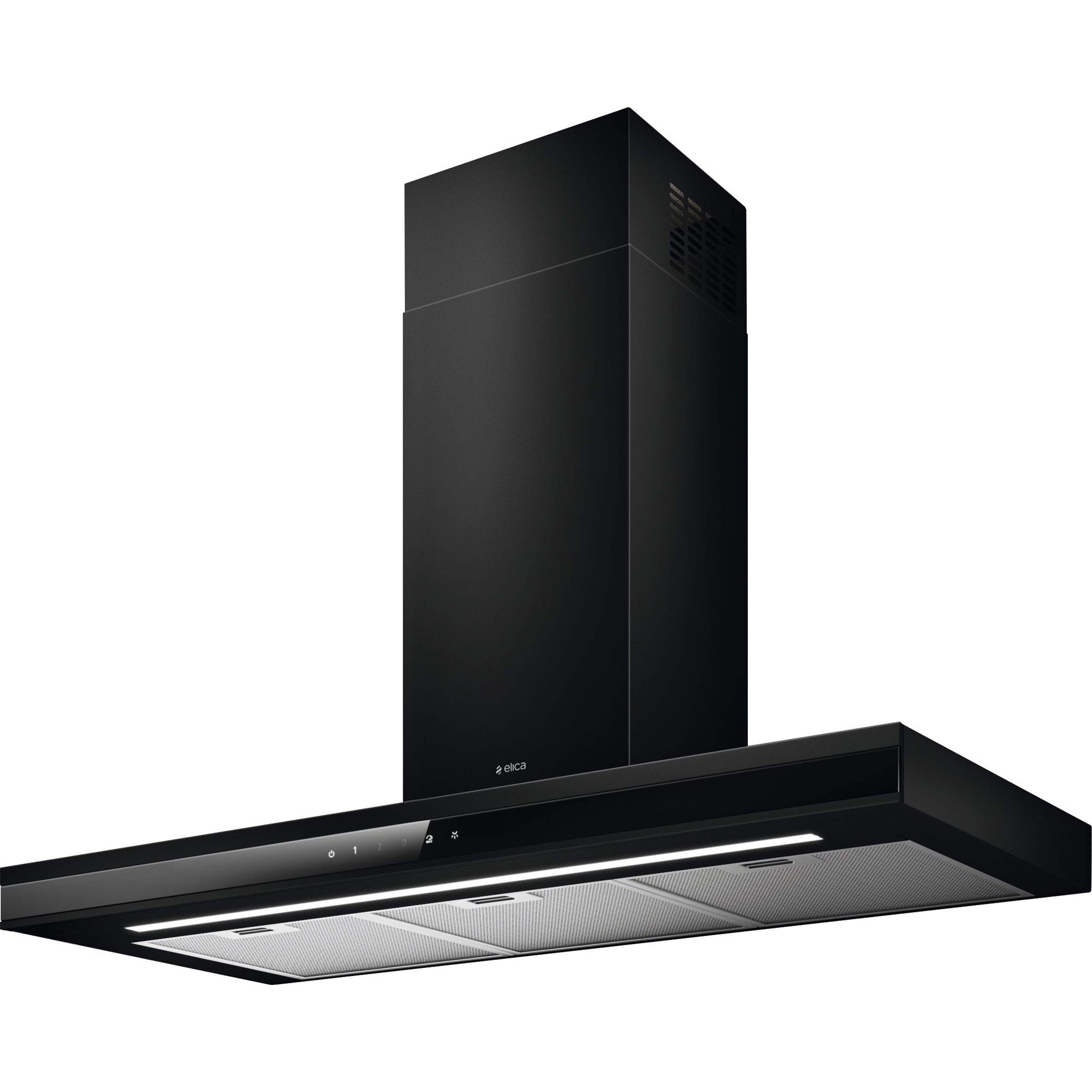 Elica 770 m3 - Cdes touch - Filtri metallo - LED - L 90 cm - Adele BLIX/A/90 - INOX+Banda. Vetro Nero