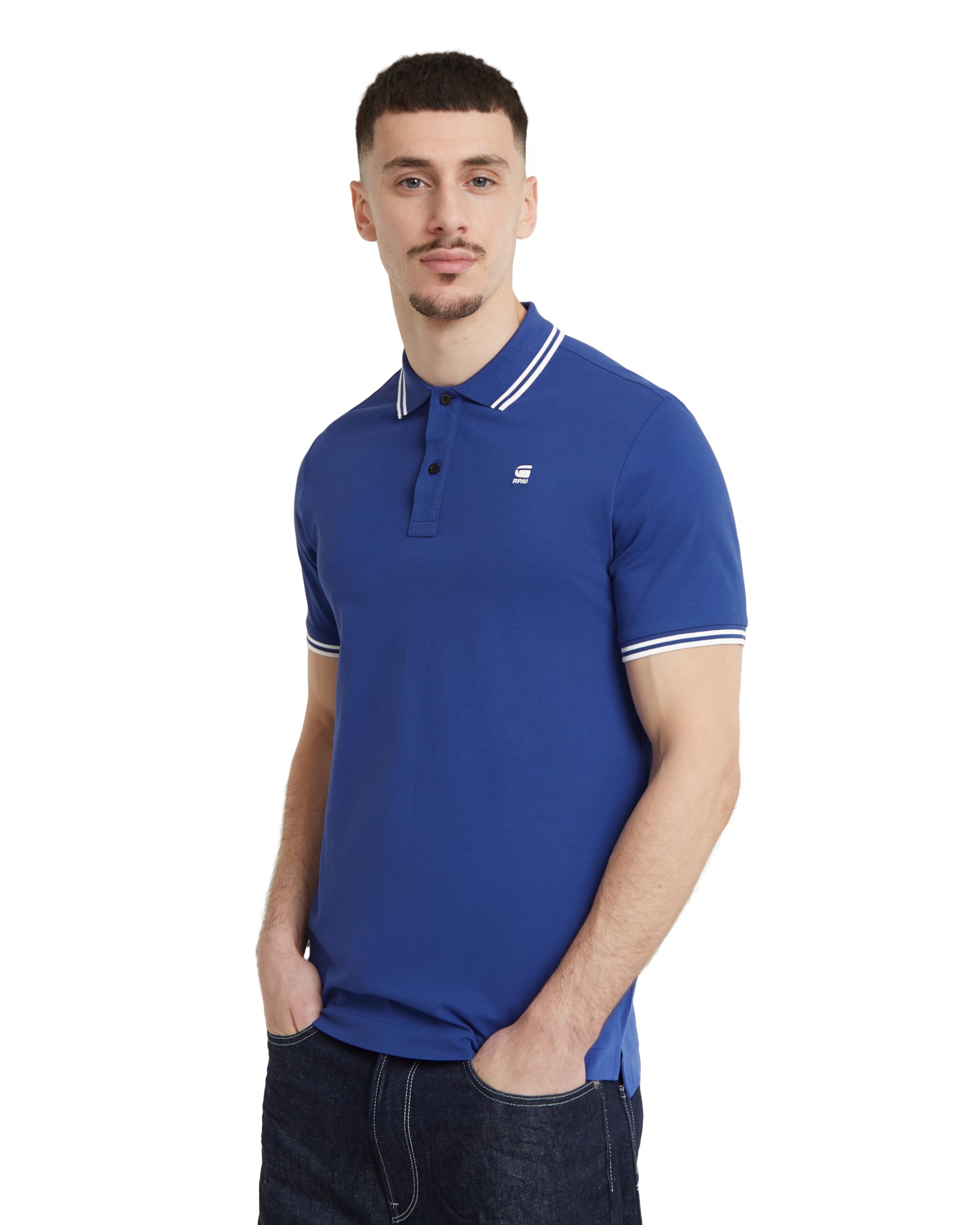 G-Star Men's Dunda Slim Stripe Polo , Blue (radar blue D17127-5864-1474), XS