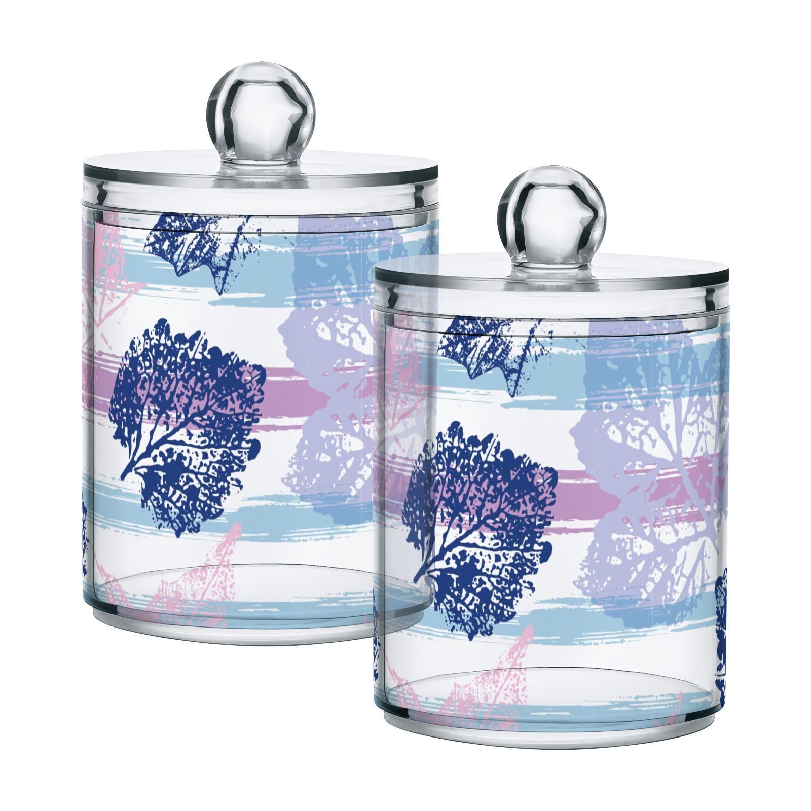 Maple Leaf Pattern Restroom Bathroom Organizers with Lid Qtip Holder Dispenser Apothecary Jars Cotton Balls Pads Swabs Holder