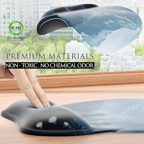 Miniatura 77 de MROCO Alfombrilla ergonómica para mouse con reposamuñecas de gel, cómoda alfombrilla de mouse con superficie de soporte de muñeca suave y base