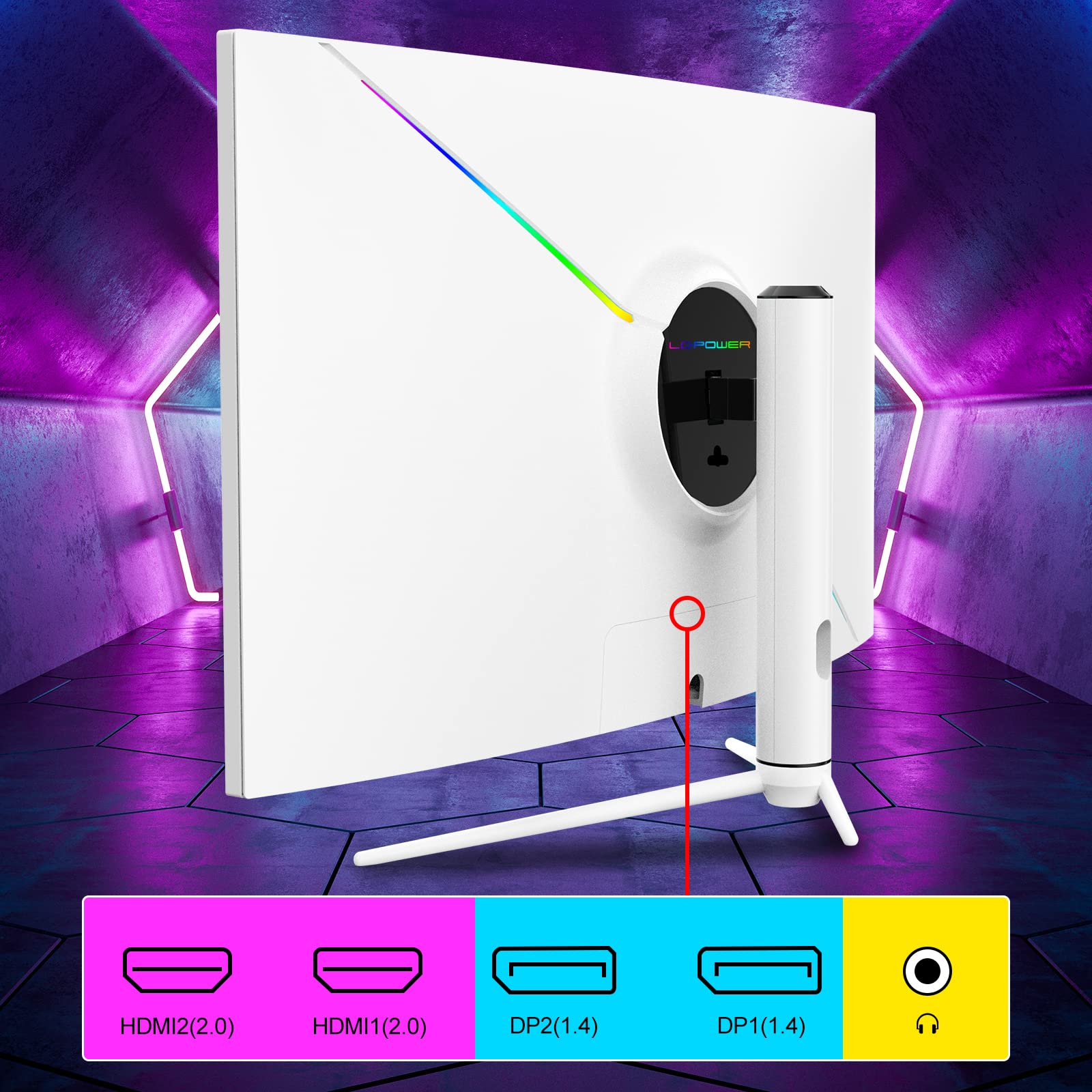 LC-Power Monitor Gaming sin Marcos de 38,5" QHD Curvo (3000R) (2560x1440, HDR 400, VA, 165Hz, 1ms, 350 CD/m, 2X DP 1.4/2x HDMI 2.0, AMD FreeSync) Soporte Ajustable en Altura - LC-M39 -QHD-165-C