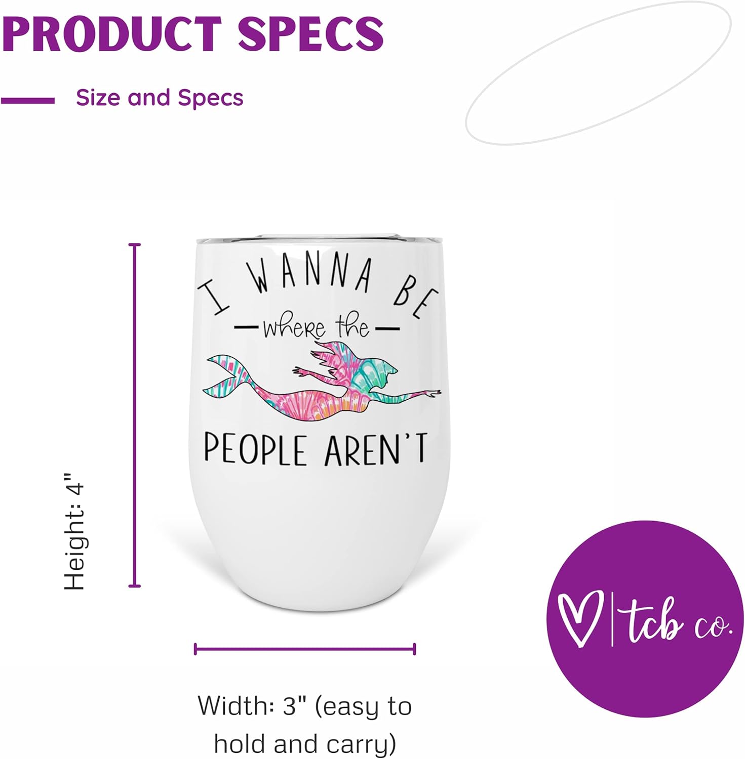 I Wanna Be Where The People Aren't Mermaid 12 oz Stainless Steel Insulated Wine Tumbler With Lid