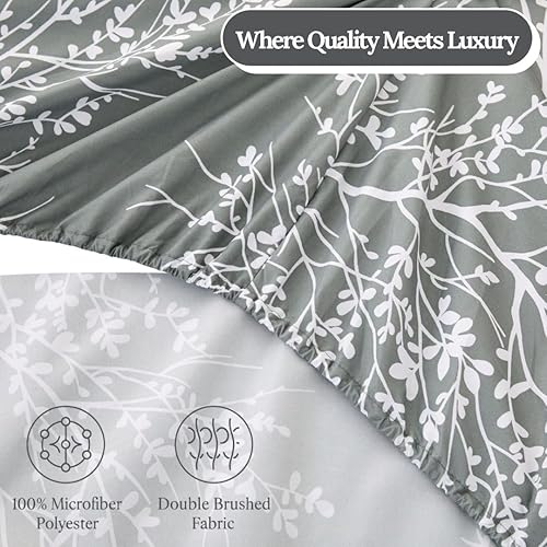 Miniatura 6 de Spirit Linen Home - Juego de sábanas de 4 piezas Foliage de larga duración 1800 ropa de cama de microfibra suave con sábana bajera ajustable 2