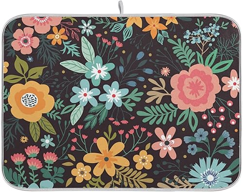 Miniatura 15 de Cherry Blossom Series - Tapete de secado de platos para encimera de cocina, 18 x 16 pulgadas, tapete absorbente de microfibra para platos