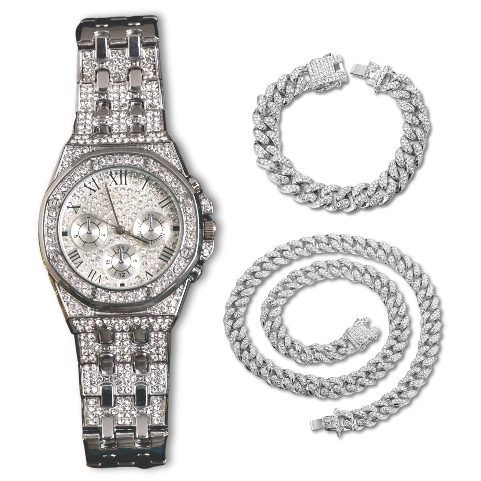 Diamentowy zegarek dla mężczyzn, 38 mm, cyfry rzymskie, ośmiokątny cyferblat, 18-karatowe złoto, platyna, bransoletka 23 cm, japoński mechanizm kwarcowy, luksusowa biżuteria, możliwość