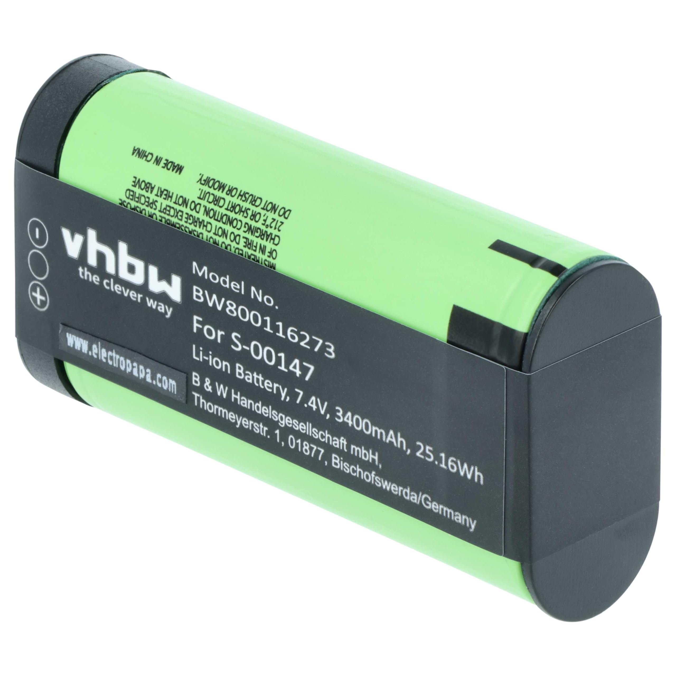 vhbw batteria compatibile con Logitech Ultimate Ears UE MegaBoom S-00147 casse, altoparlanti, speaker (3400mAh, 7,4V, Li-Ion) - Sostituisce 533-000116, 533-000138