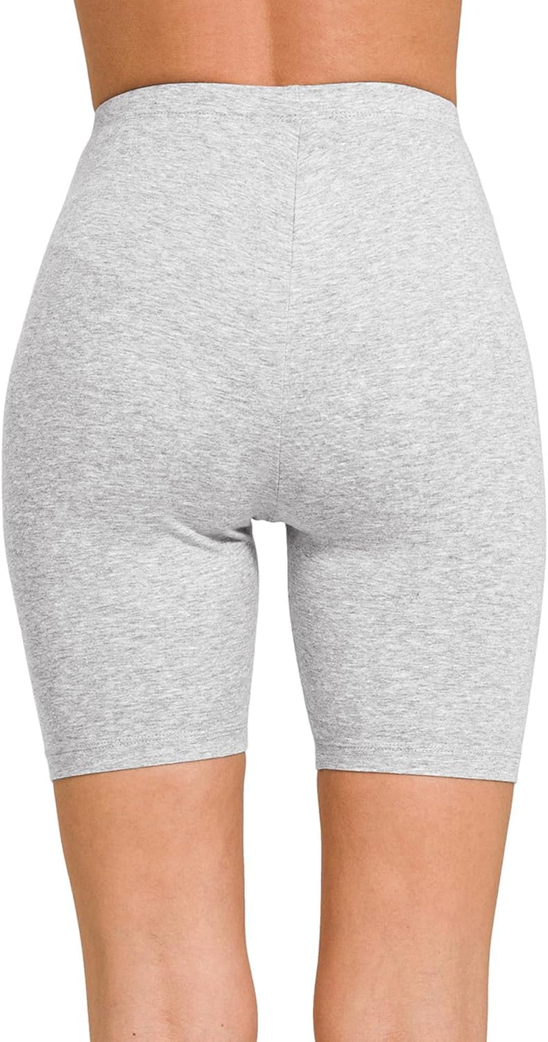 Women's Cotton Bermuda Biker Shorts Mid Thigh High Rise Stretch Jersey - Image 6