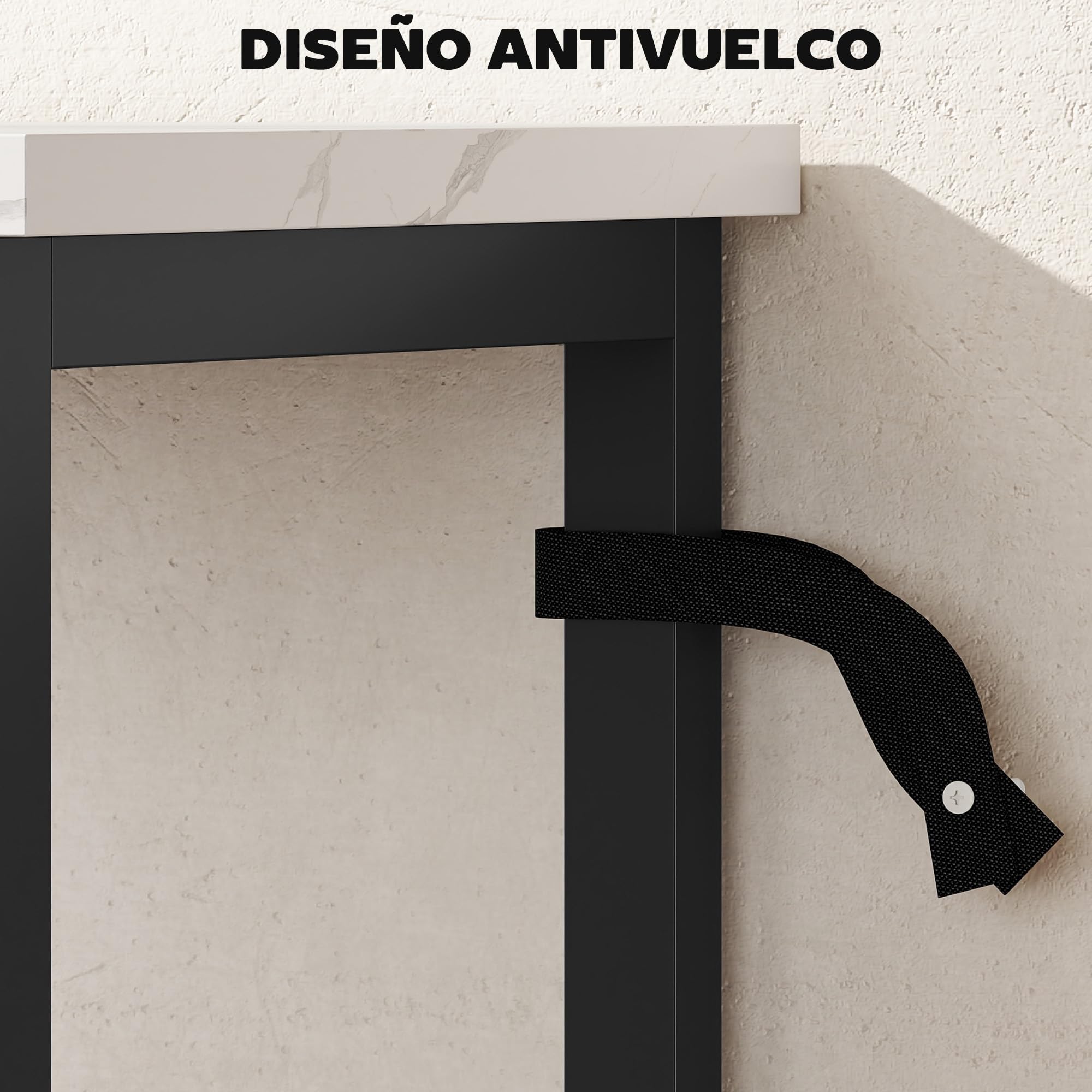 HOMCOM Mesa Consola Moderna Consola Recibidor Estrecha 100 cm Blanco | Superficie con Efecto Mármol, Estante Abierto, Marco de Metal, Mesa de Sofá, para Entrada Sala de Estar