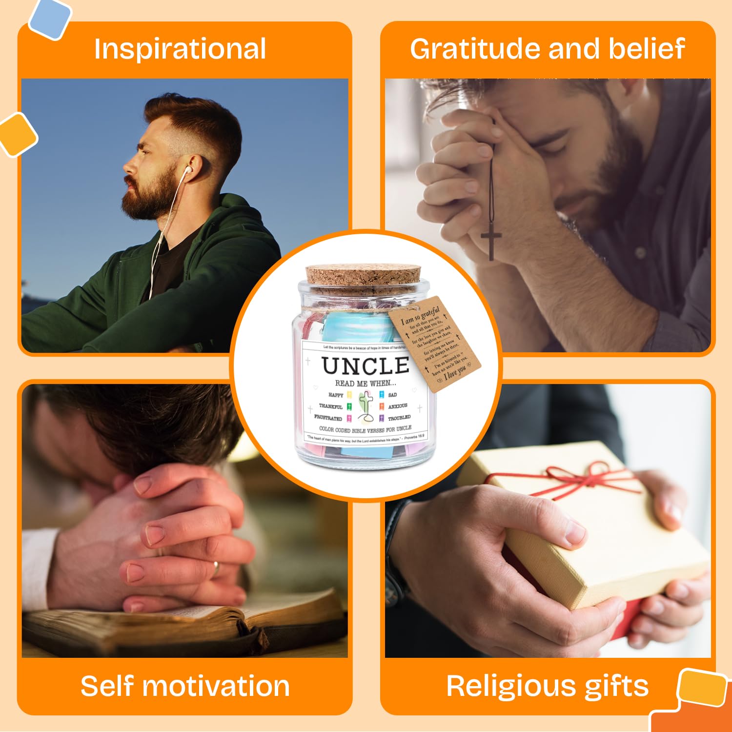 NewEleven Fathers Day Gift For Uncle - Birthday Gifts For Uncle, Funcle - Meaningful Present, Inspirational Gift For Uncles From Newphew, Niece, Kids - Bible Verse Jar
