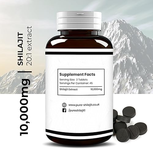 Miniatura 6 de Pure Himalayan Shilajit Tablets 90 unidades 10000mg-20% ácido fúlvico  Cápsulas de suplemento Shilajit de máxima potencia  Alto en minerales traza