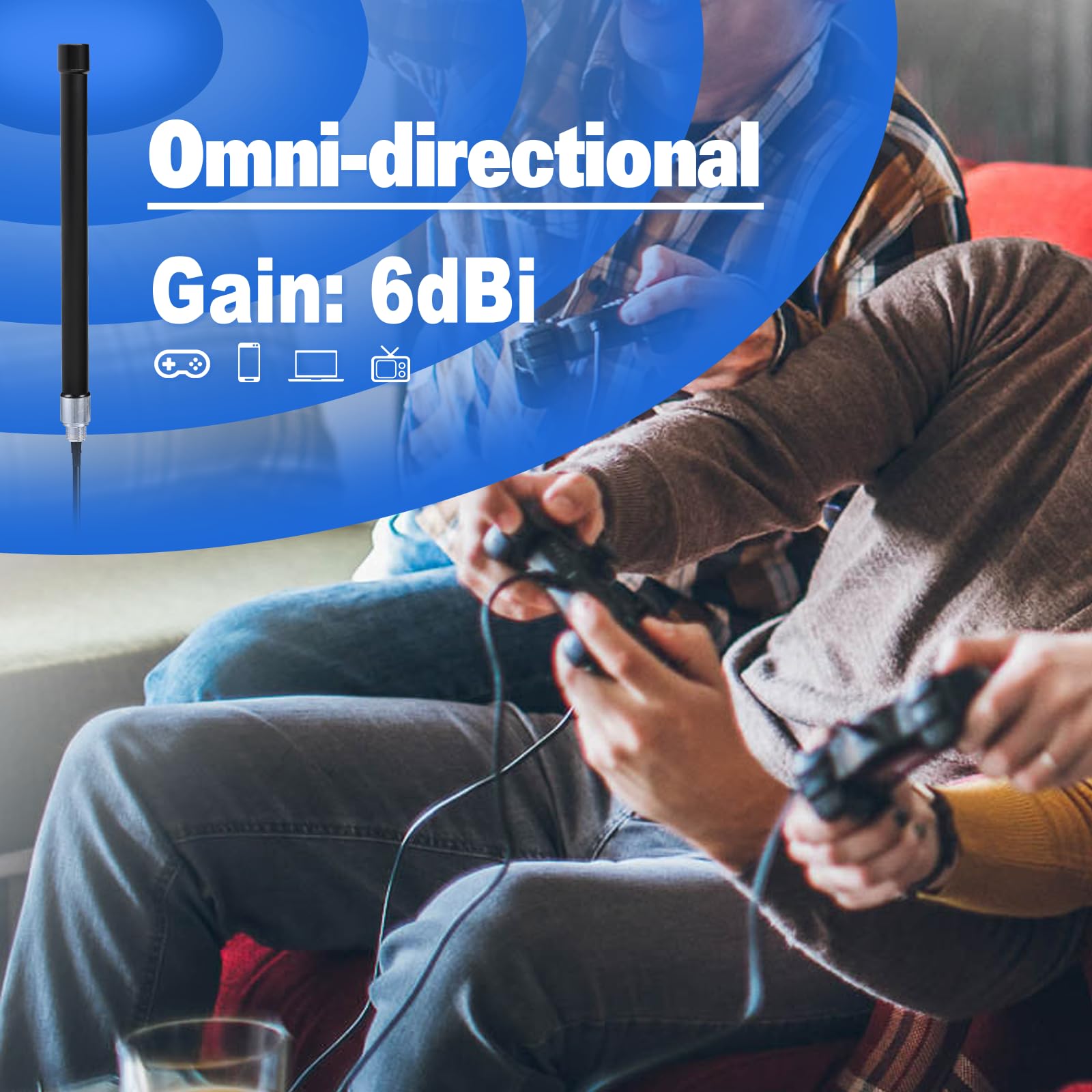 Bingfu 4G LTE Antenne Outdoor Große Reichweite 6 dBi SMA/RPSMA Wandmontage wasserdichte Glasfaserantenne mit 3 m Kabel kompatibel mit 4G LTE-Router Gateway Modem Sicherheitskamera, Mattschwarz